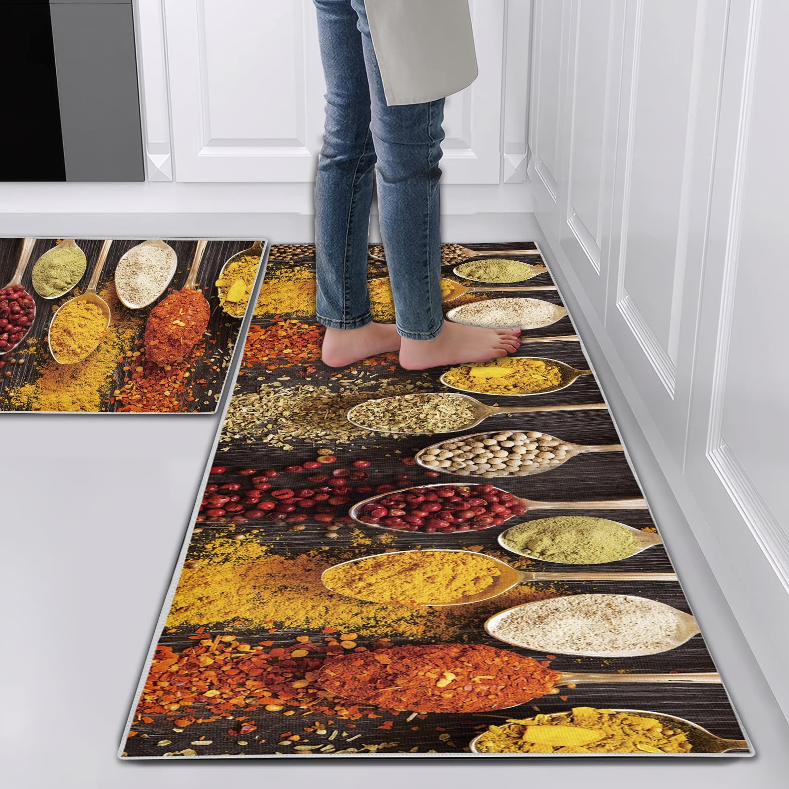 Tapetes de cocina antifatiga juego de 2 alfombras lavables para decoración de pasillo