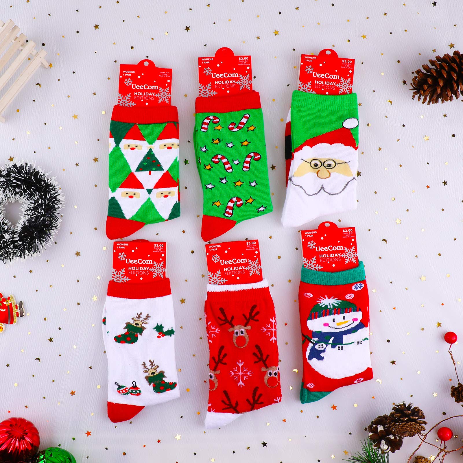 5 Paia Di Calzini Natalizi Simpatico Cartone Animato Set Morbidi E Confortevoli Calzini Invernali Rossi Verdi Caldi Per Coppie, Regalo Di Natale Per Famiglie