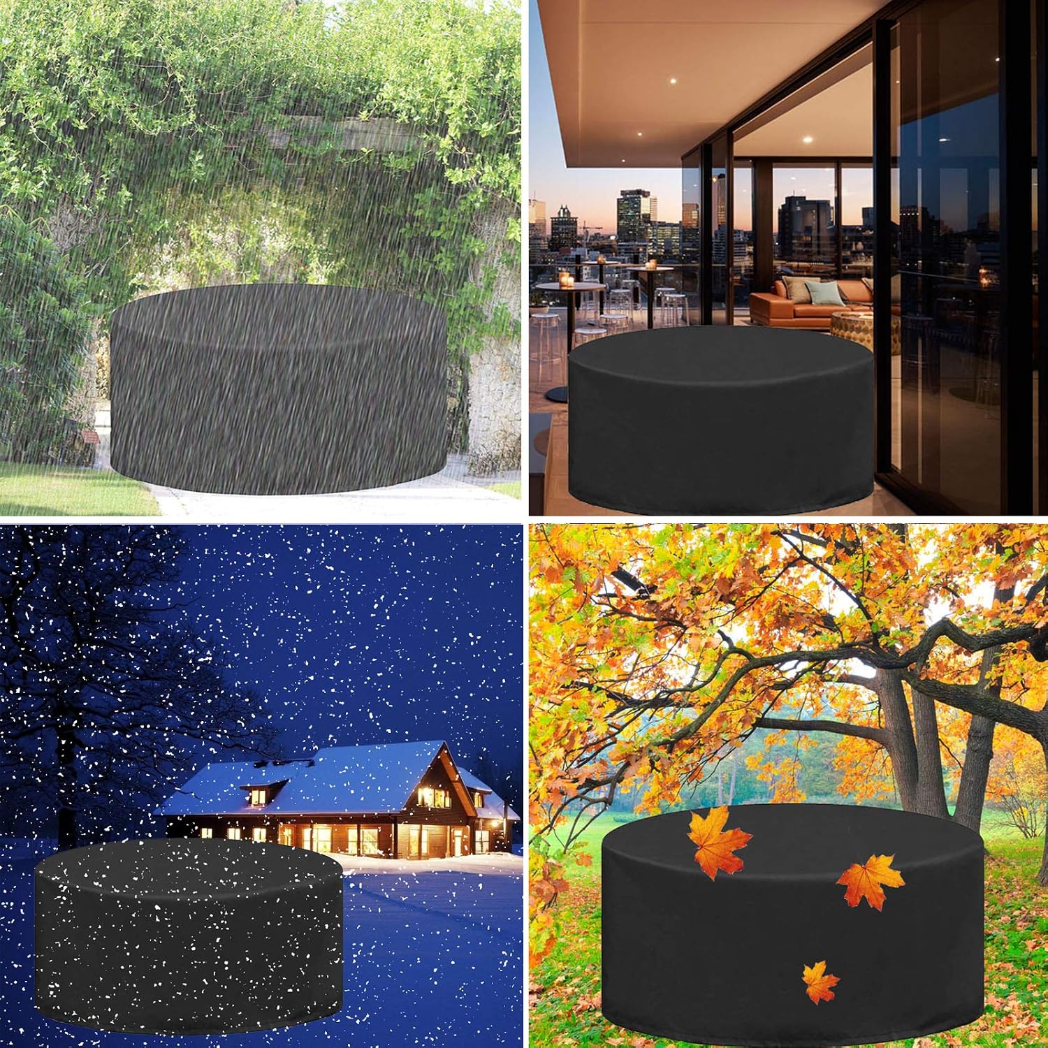 Patio Furniture Covers Waterproof Round 30X23in, Heavy Duty Garden Furniture Covers Waterproof, Outdoor Cover Round Table, All Weather Resistant Protective Covers, Anti-Fading Cover