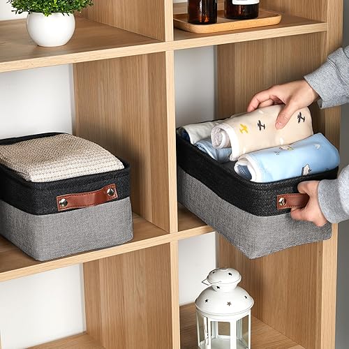 Vista 214 de DULLEMELO Canastas de almacenamiento pequeñas de 15 x 6 x 5.5 pulgadas, contenedores de almacenamiento de tela para tanque de inodoro