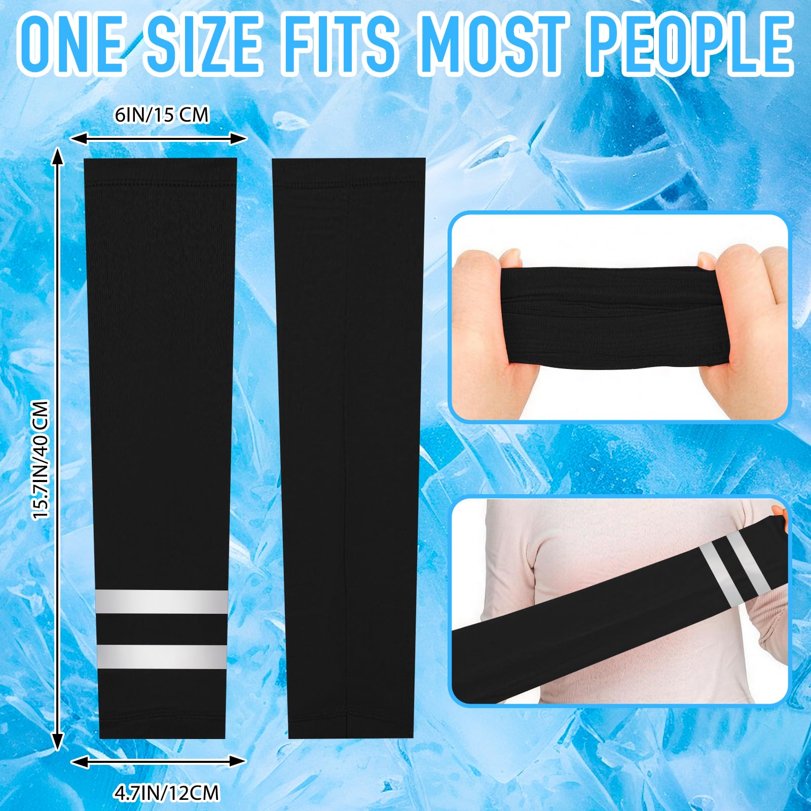 3 Paires Manchettes Bras Femme Homme, Manchettes de Bras Sport, Manches de Protection Solaire UV en Soie Glacé, Élastique Respirant, pour Running Cyclisme Golf Activité en Dehors