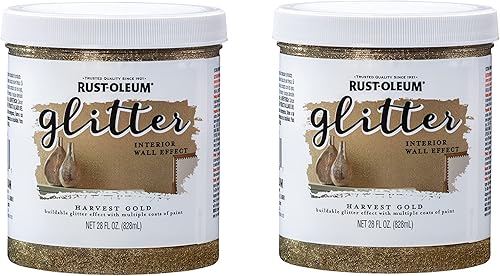 Rust-Oleum 360218-2PK - Pintura de pared interior con purpurina, 28 onzas, oro cosecha, paquete de 2 Rust-Oleum 360218-2PK - Pintura de pared interior con purpurina, 28 onzas, oro cosecha, paquete de 2
