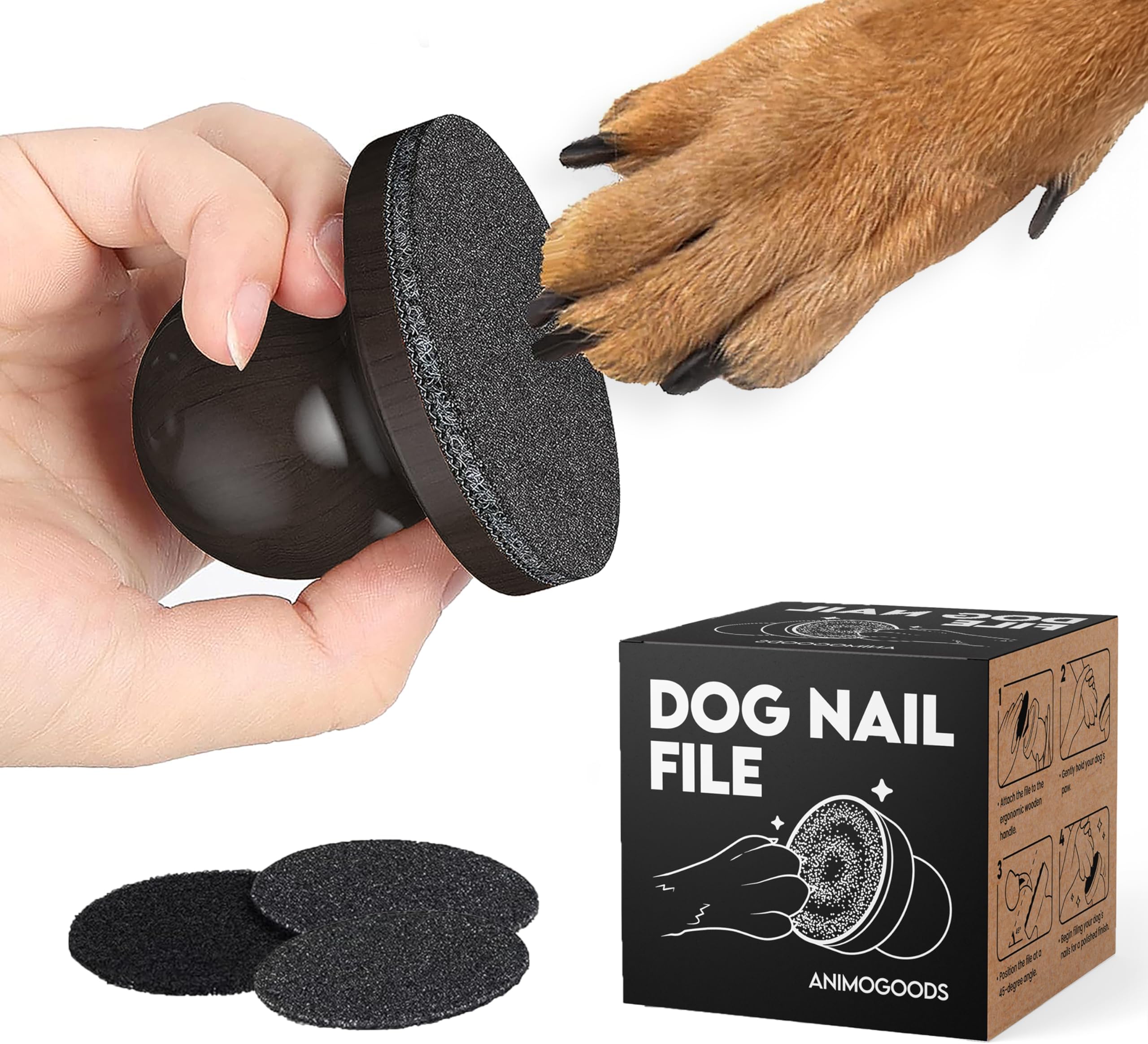 Dog Nail File, Cat Nail File, Dog Nail File Board - Stress-Free Nail Filing for Dogs, Nail File for Dogs, Dog Scratch Pad for Nails, Handle Made from 100% Real Wood