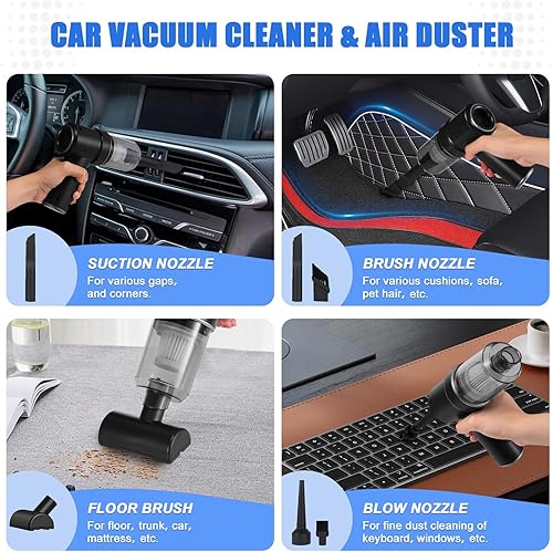 Miniatura 3 de AOLWEEC Aspiradora de mano inalámbrica, mini aspiradora de mano, aspiradora de coche con LED, plumero de aire eléctrico y aspiradora 2 en 1