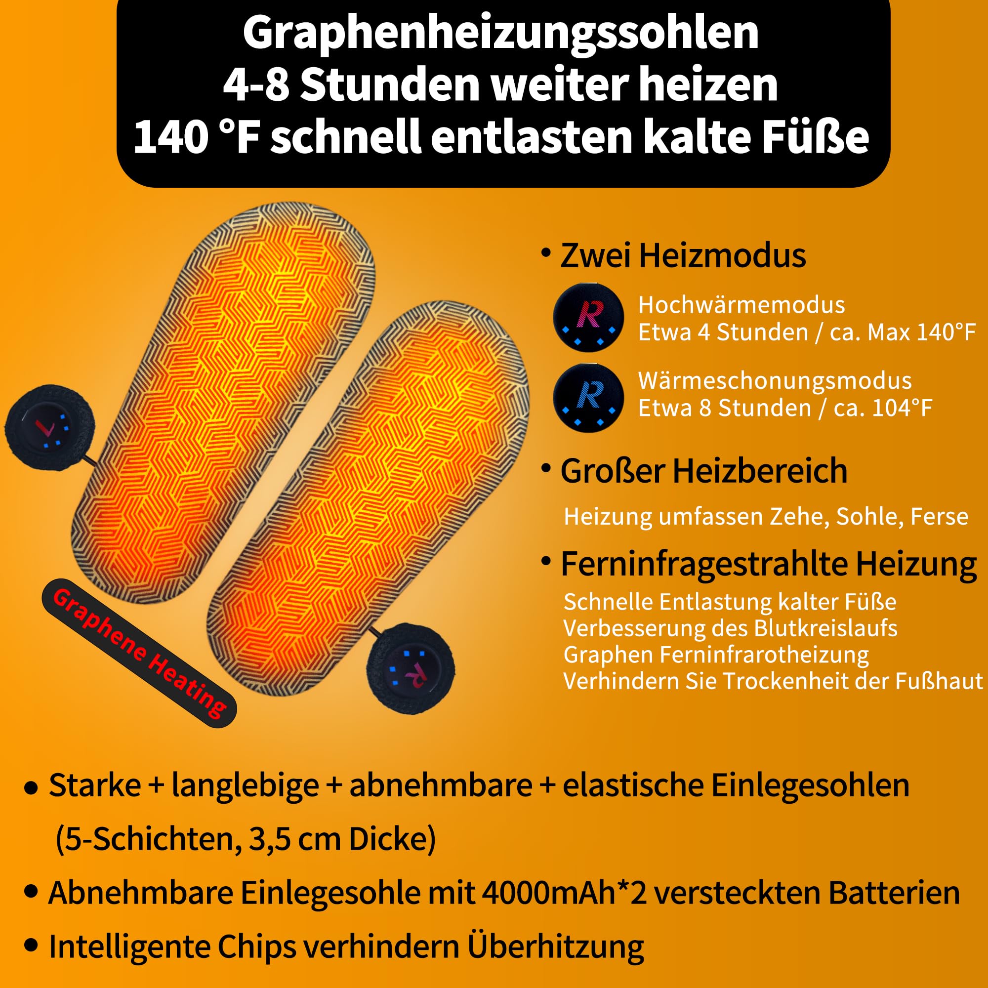 Wiederaufladbarer Fußwärmer für kalte Füße, Graphen beheizte Stiefel für Damen, 4-8 Stunden Wärme, Waschbar & Abnehmbar, Elektrisch beheizte Pantoffeln，Beheizbare Hausschuhe Indoor (grau)