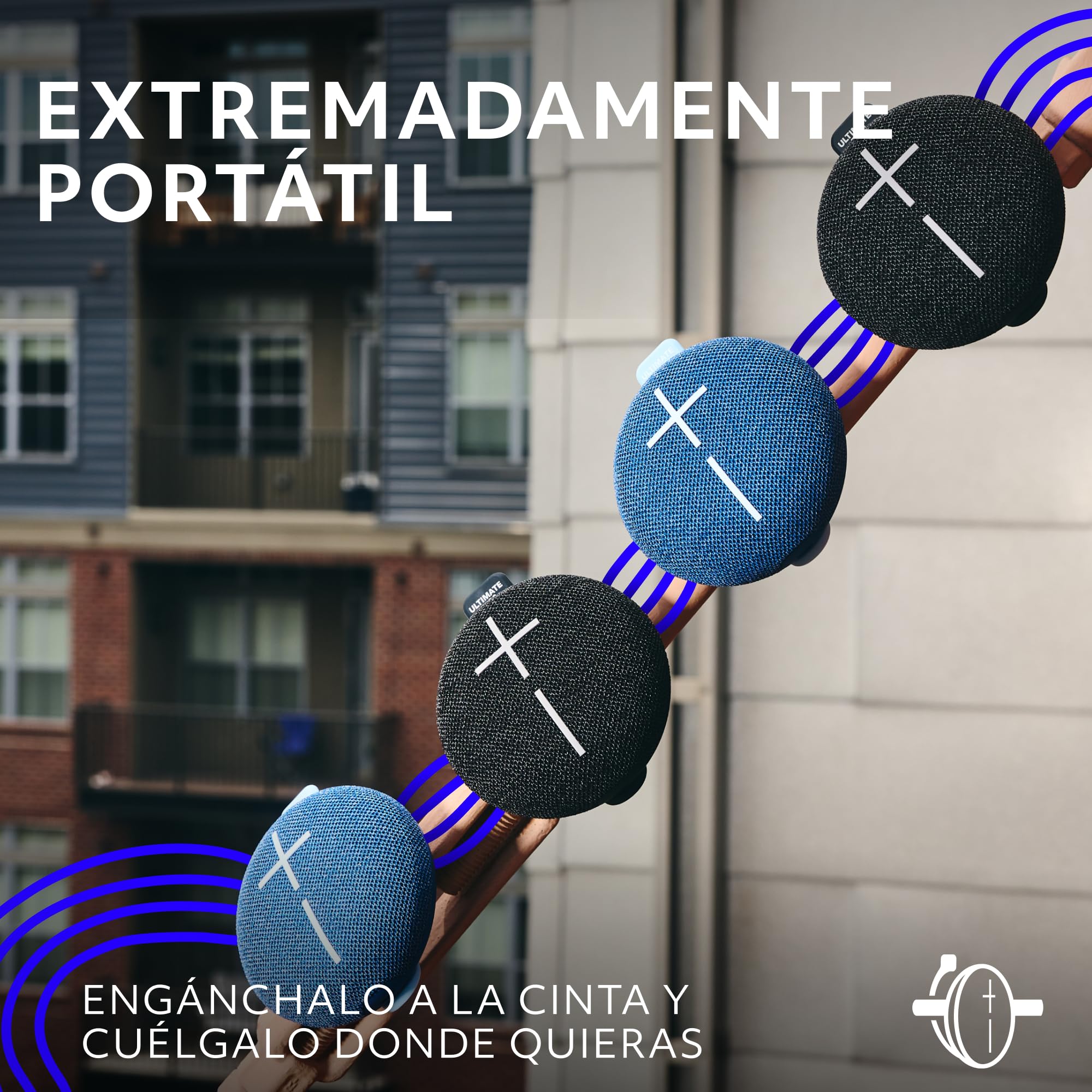 Ultimate Ears MINIROLL, Altavoz Bluetooth Resistente al Agua | ultraportátil, graves potentes, IP67 a prueba de polvo, radio de acción de 40 m - Azul