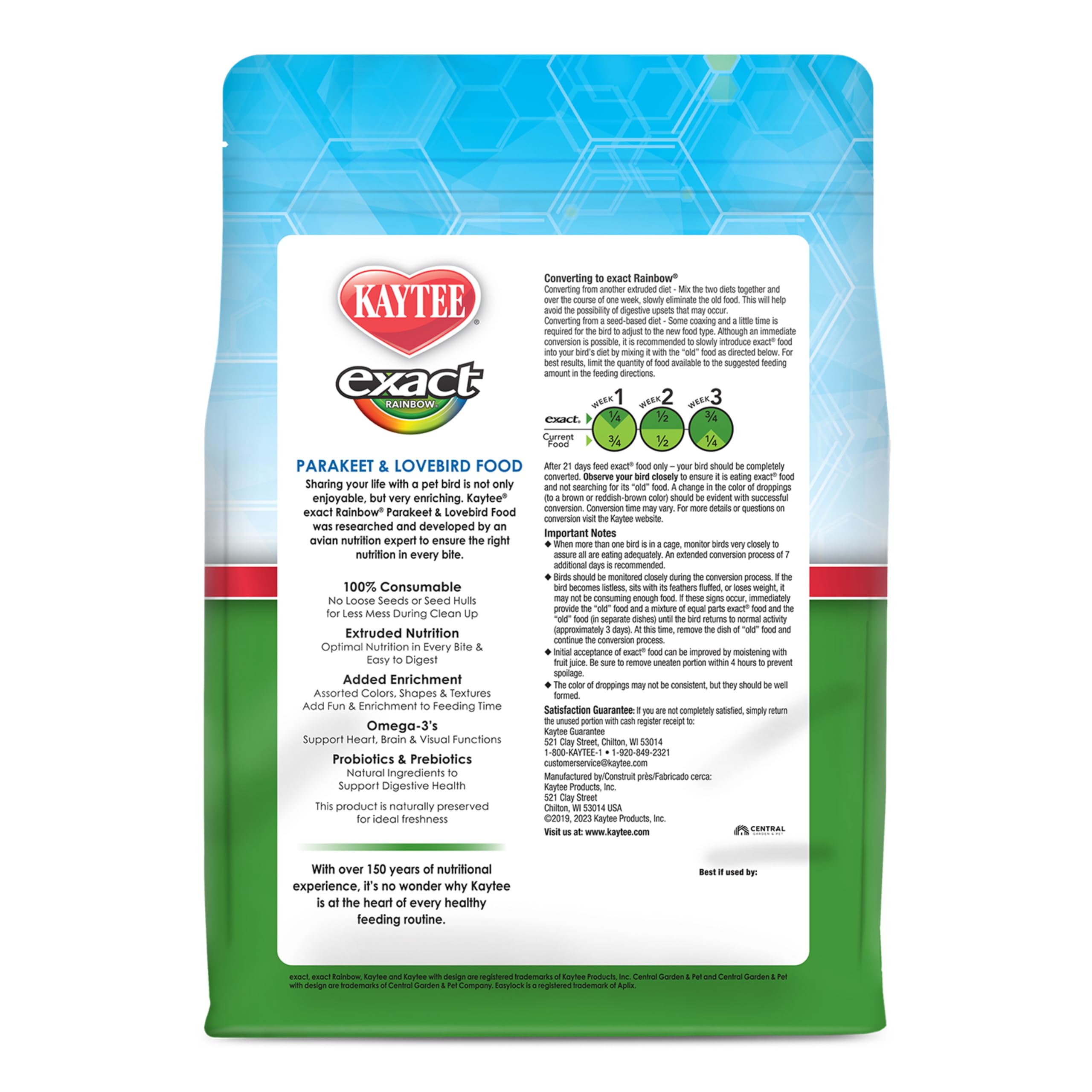 Kaytee exacta Rainbow Periquito y agapornis Alimentos, 2-Pound