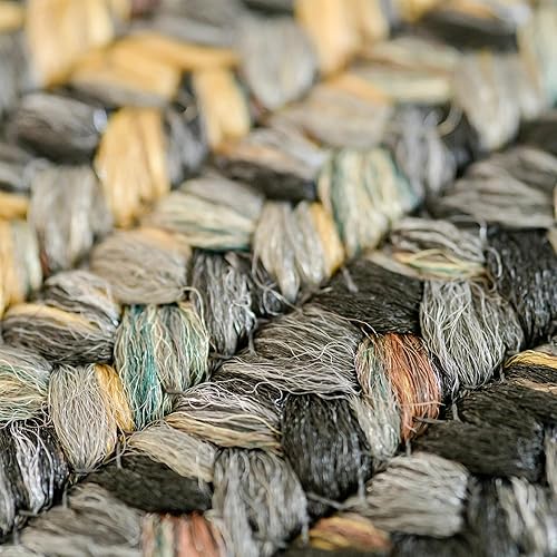 Miniatura 7 de Homespice Alfombra trenzada Black Forest de 27 x 45 pulgadas, ovalada, color negro-gris. Lavable en interiores y exteriores. Usos entrada, cocina,