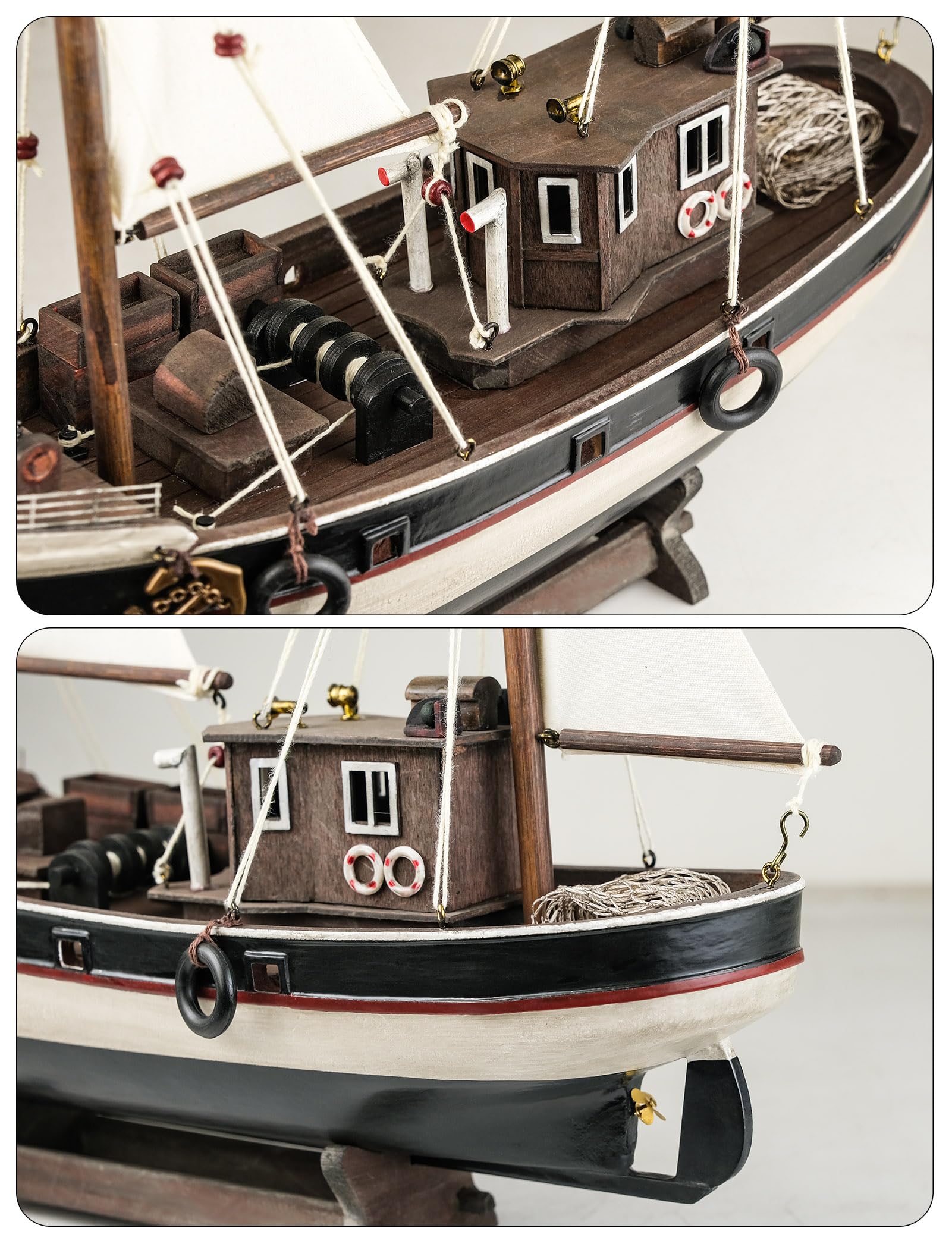 Amazon.co.jp: SAILINGSTORY 木製漁船モデル 船モデル ヨット装飾