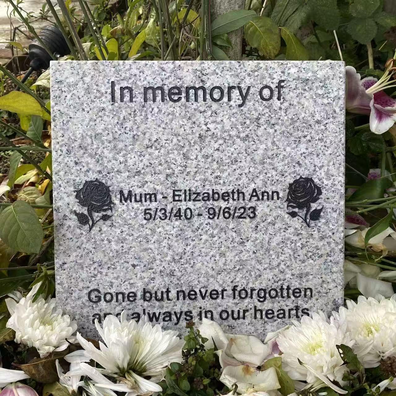 Personalised Granite Memorial Plaque, Engraved,Headstone, Crematorium, Grave, Garden Memorial Plaque, Memorial stone, Garden Memorial Stone, (Silver White (20mm Thickness))
