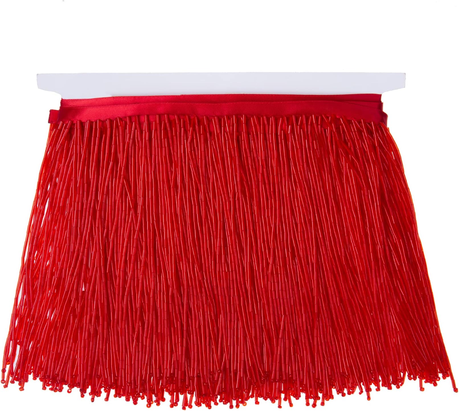 Beaded Fringe Trim,Ribbon Tassel Fringe Trim 6 Inch Wide 2 Yards Long for Crafts DIY Dress Clothes Decoration (Red)