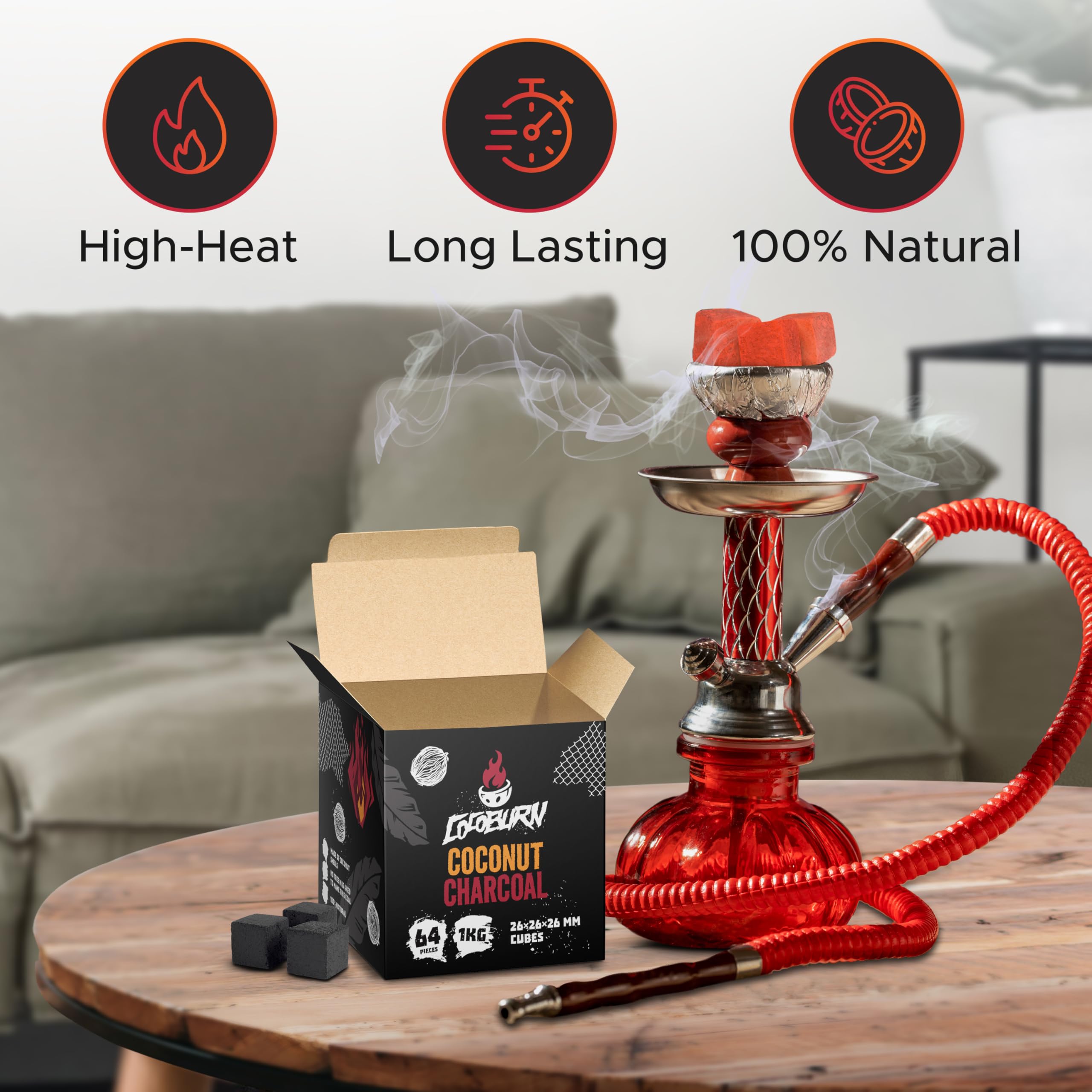 Amazon.com: Natural Hookah Charcoal Cubes 25mm 72 Pieces