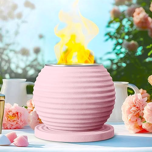 Pozo de fuego de mesa de cerámica pequeño personal para interiores, mini cuenco portátil de llama con alcohol para frotar al aire libre, hogueras