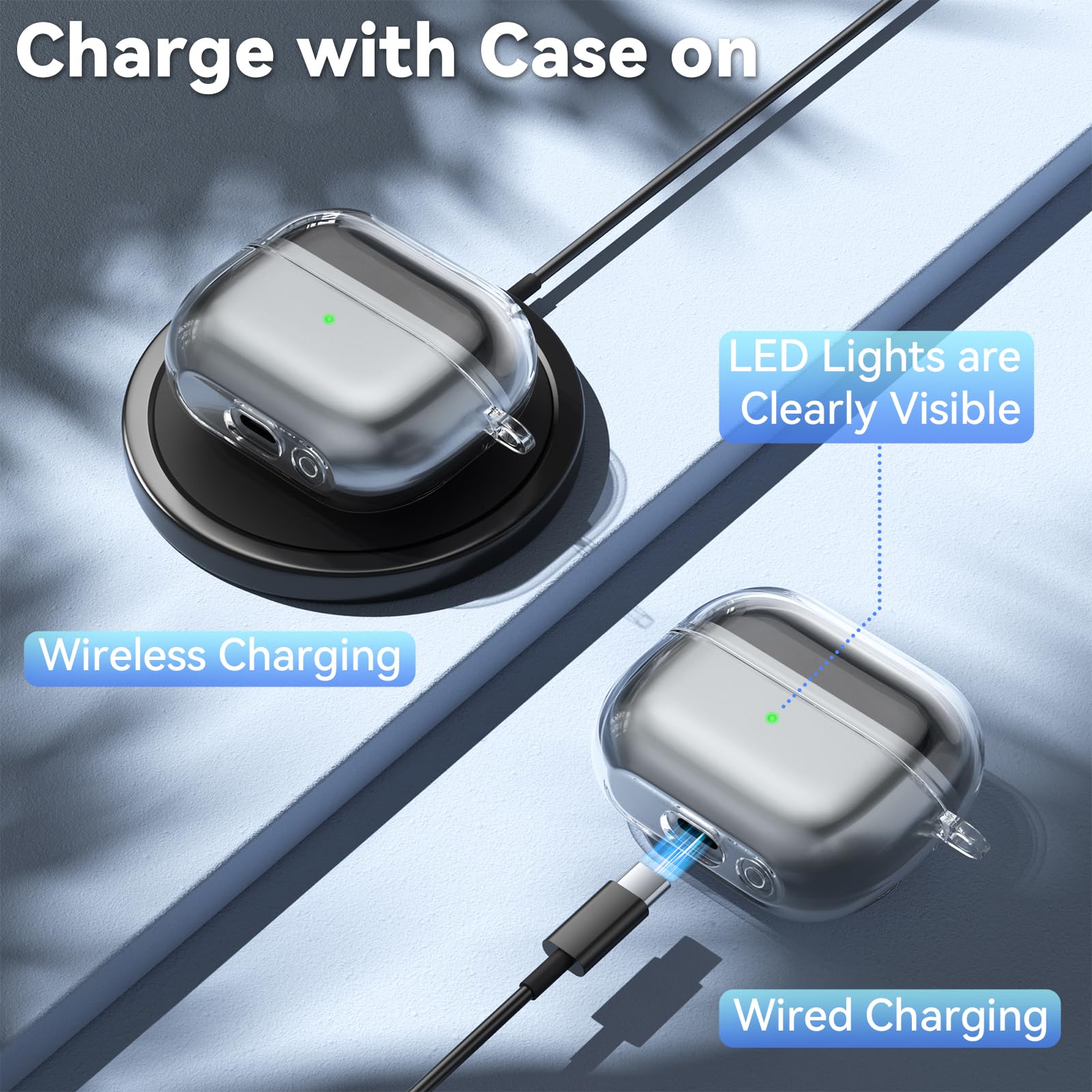 YLK Coque Samsung Galaxy Buds 3 Pro/Buds 3 Étui Antichoc TPU Souple Recharge USB-C Sans Fil Transparent