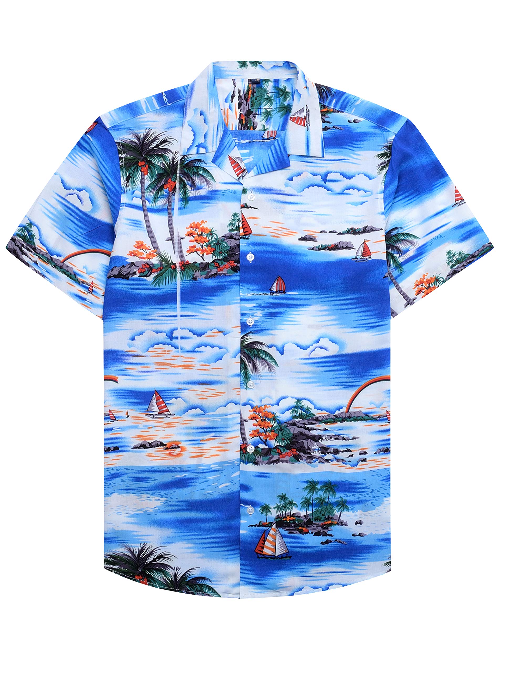 Alimens & Gentle Hawaiian Shirt for Men Summer Beach Casual Short Sleeve Button Down Shirts Printed Tropical Vacation Shirts
