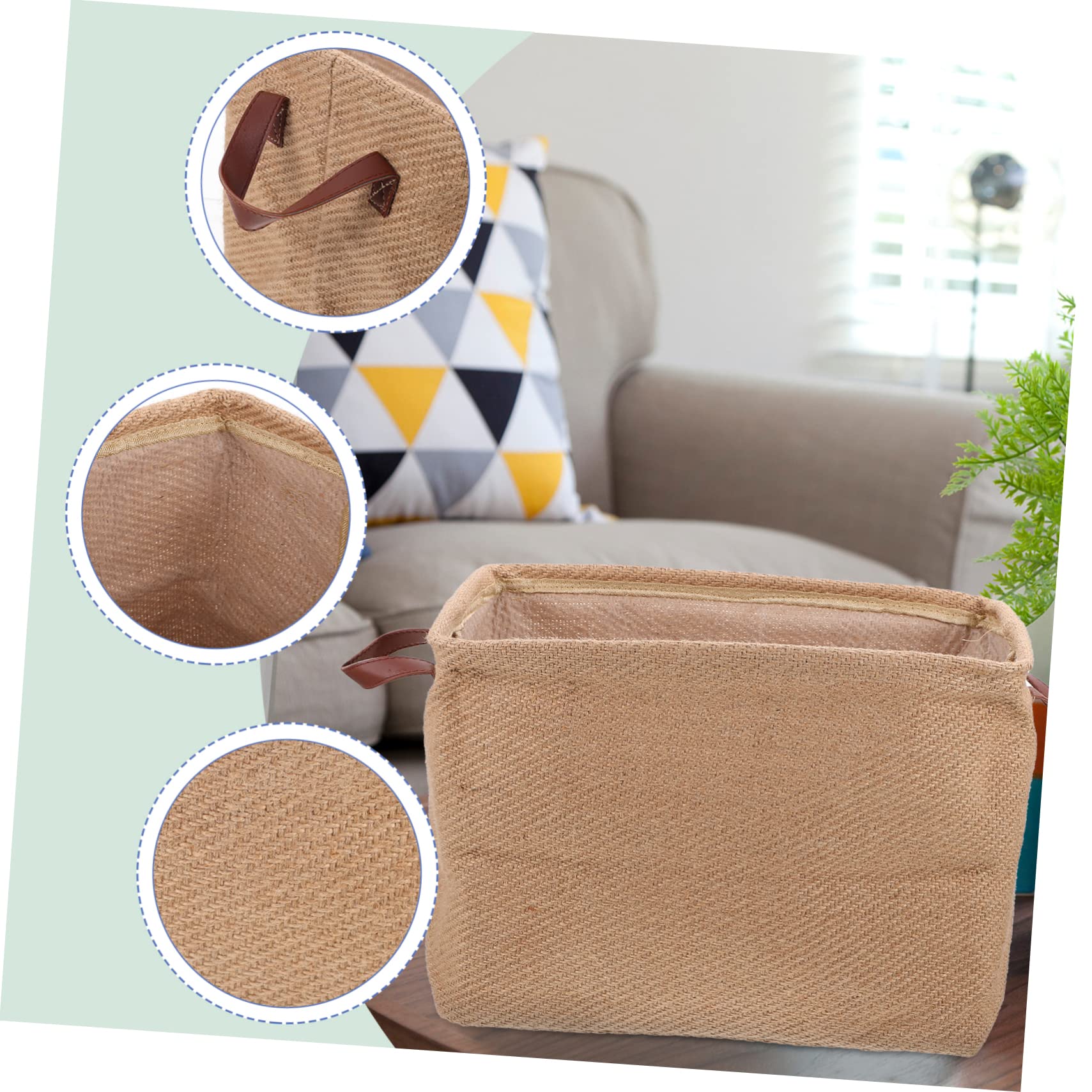 Cesta Diseño Ahorrador de Espacio de Almacenamiento Plegable de Yute Capa Pe y Gran Capacidad para Organizar Ropa y Objetos Hogar