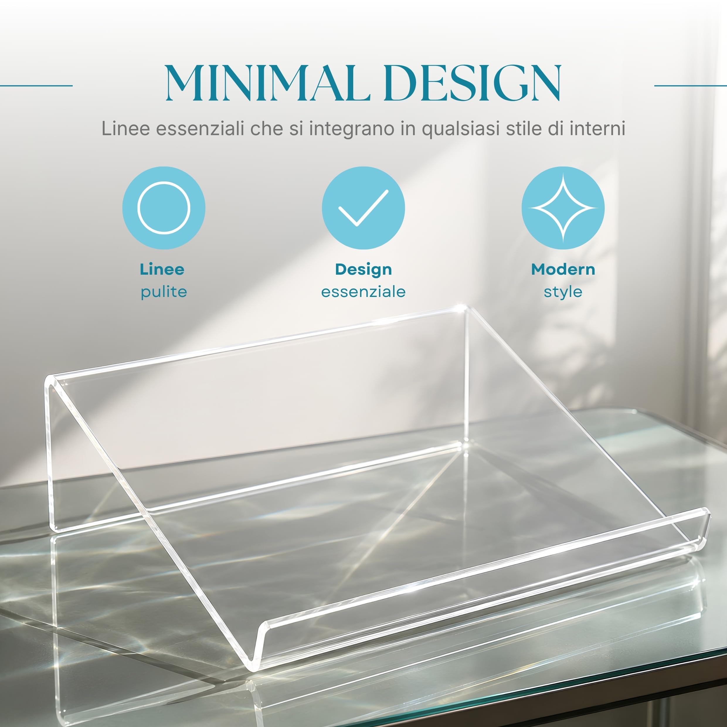 Debora Carlucci Leggio da Tavolo in Plexiglass Trasparente Supporto Libro e Porta Ricettario in Acrilico Made in Italy Espositore per Libri, Spartiti, Cataloghi e Cucina (Grande)