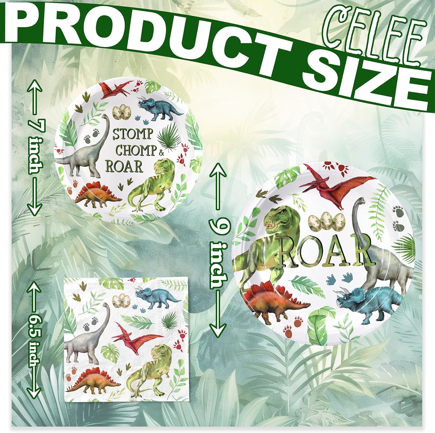 Celee 40 Guests Dinosaur Party Decorations Set – Dino Birthday Plates and Napkins, Jungle Dinosaur Tableware Kit for Kids Boys Birthday Party Supplies