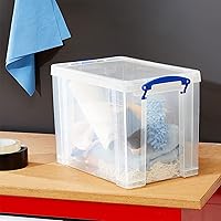 Vista 8 de Really Useful Box - Contenedor de almacenamiento apilable de plástico de 19 litros con tapa de presión y asas con clip de bloqueo incorporado