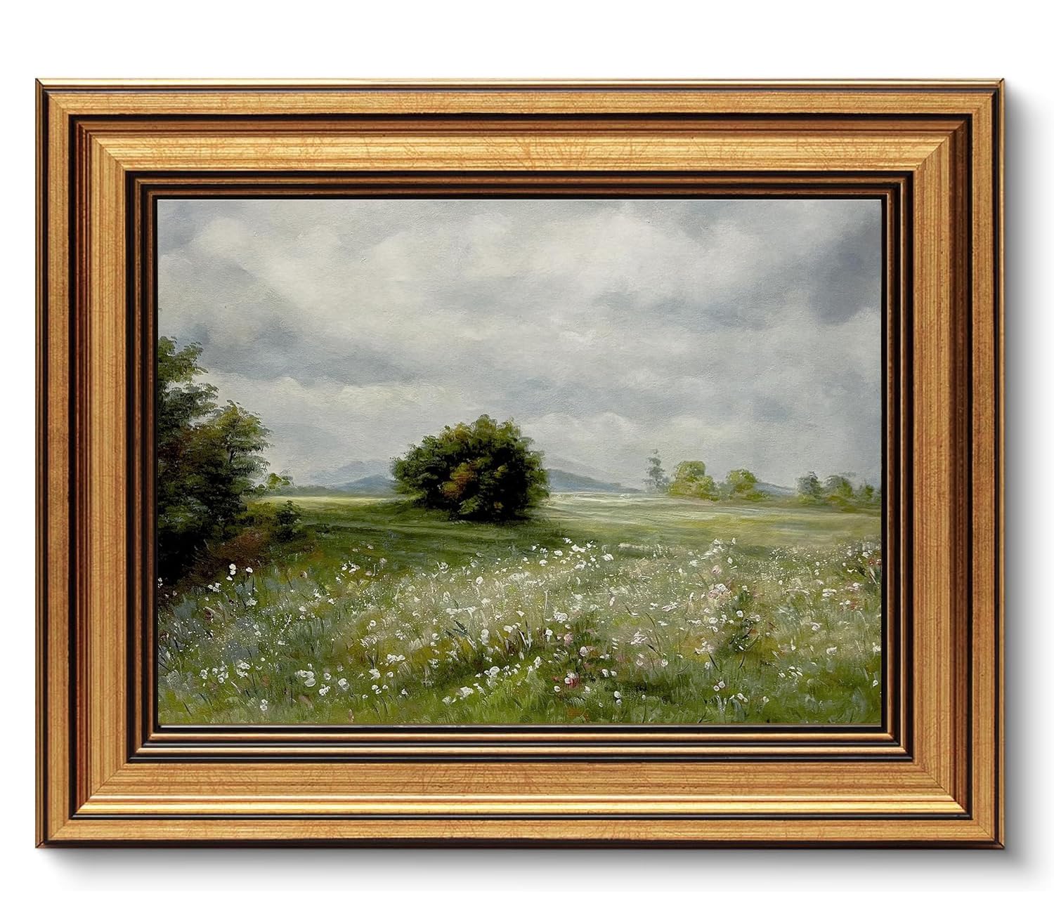 AGOLINE Vintage Gold Framed Wall Art for Living Room(8x10in)-Countryside Landscape Oil Painting,Vintage Picture Wall Art for Bedroom Bathroom Kitchen, Retro Aesthetic Home Decor