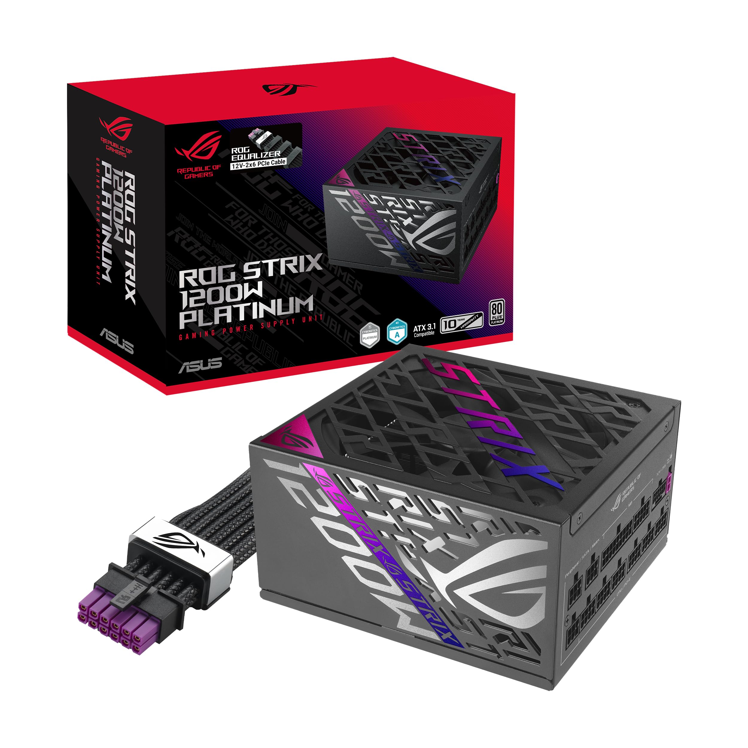 ASUS ROG Strix 1200W Platinum (80 Plus and Cybenetics Platinum, Fully Modular ATX, ATX 3.1, PCIe 5.1, GaN MOSFET, GPU-First IVS, ROG Equalizer 12V-2x6 GPU Power Cable, 10-Year Warranty)-image-19