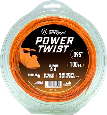 WEED WARRIOR Power Twist .095 in x 100 ft Heavy Duty Nylon Replacement Line for Gas & Cordless Trimmers Lawn & Garden Weed Wacker Line