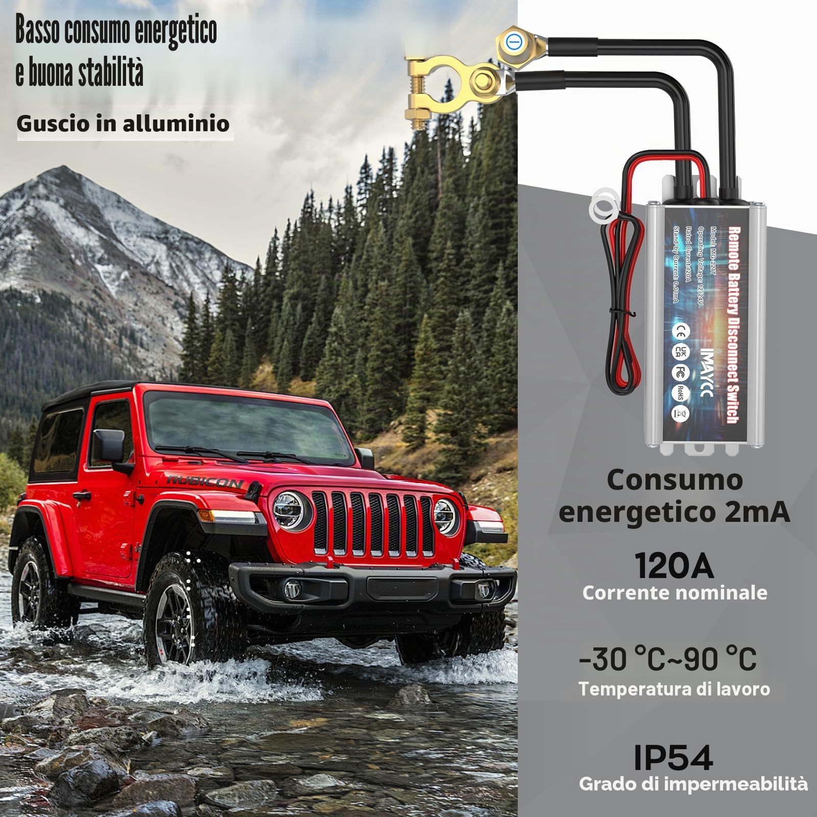 IMAYCC Intelligente Stacca Batteria 12v, Stacca Batteria per Auto 120A, Staccabatteria Auto, Antifurto Auto, Stacca batterie, Interruttore di Spegnimento Automatico per Moto, RV, ATV, Camion, Barca.