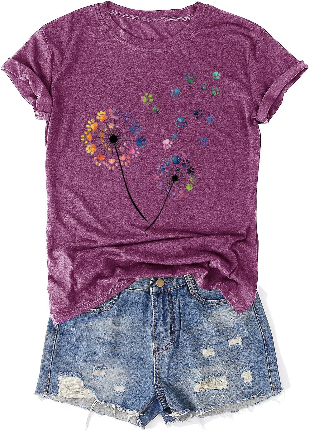 Womens Vintage Flowers T-Shirts Cute Floral Graphic Tees Wildflowers Cottagecore Tshirts Summer Casual Short Sleeve Tops