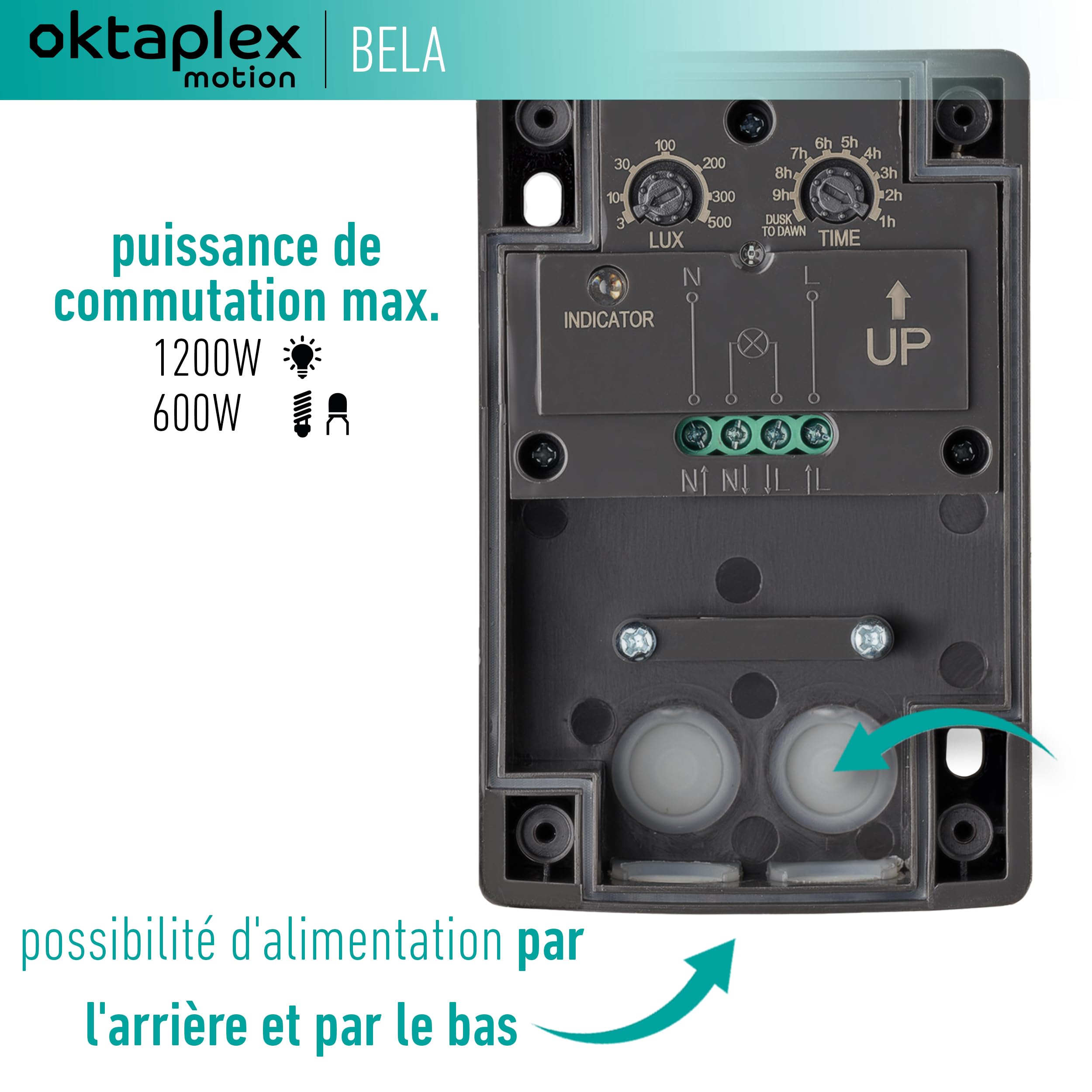 Oktaplex Bela Set 2 Interrupteur crépusculaire extérieur avec minuterie d'extinction IP65 230V anthracite capteur crépusculaire réglable