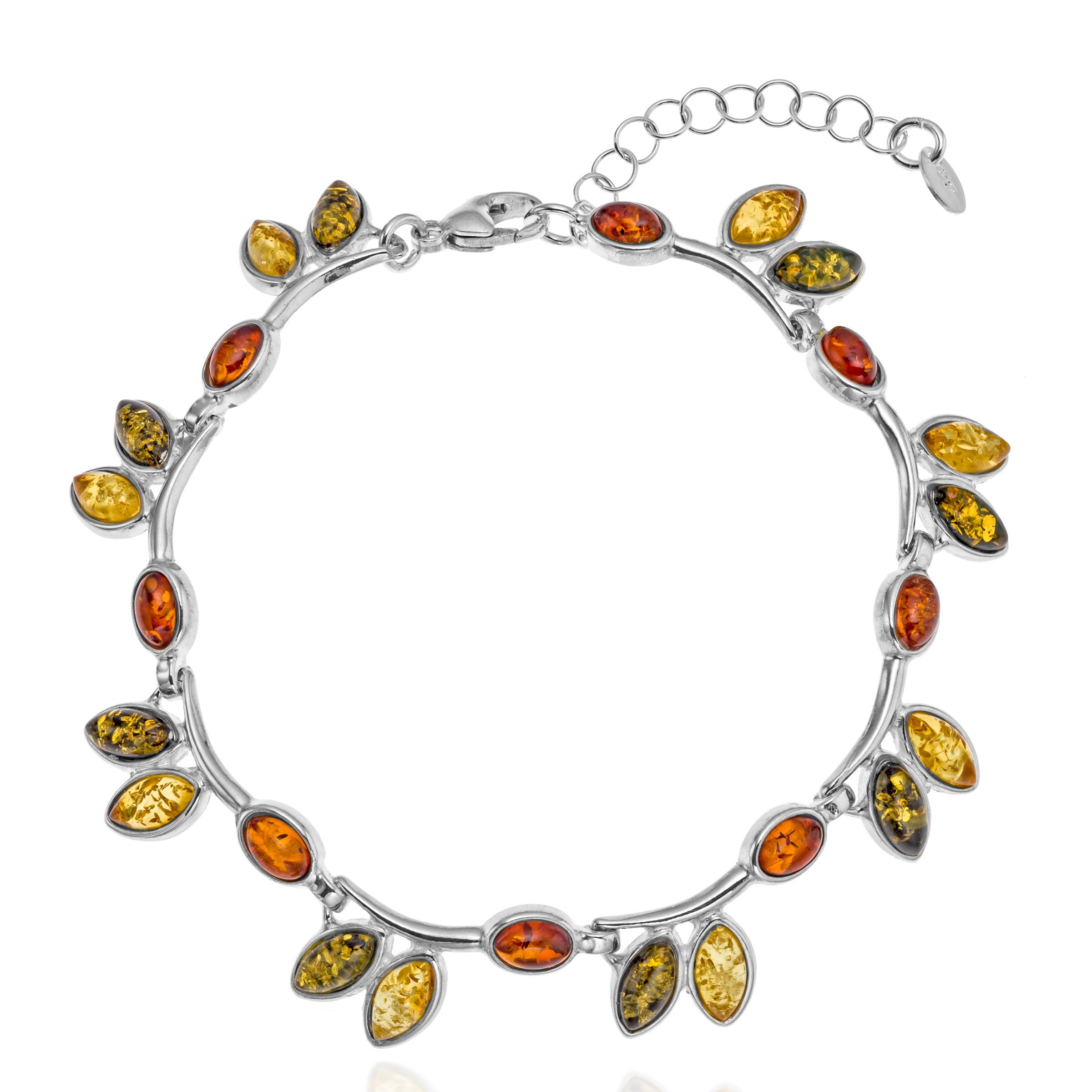 Pulsera Para Mujer Con Ámbar Multicolor Y Plata De Ley 925 Desde La UE
