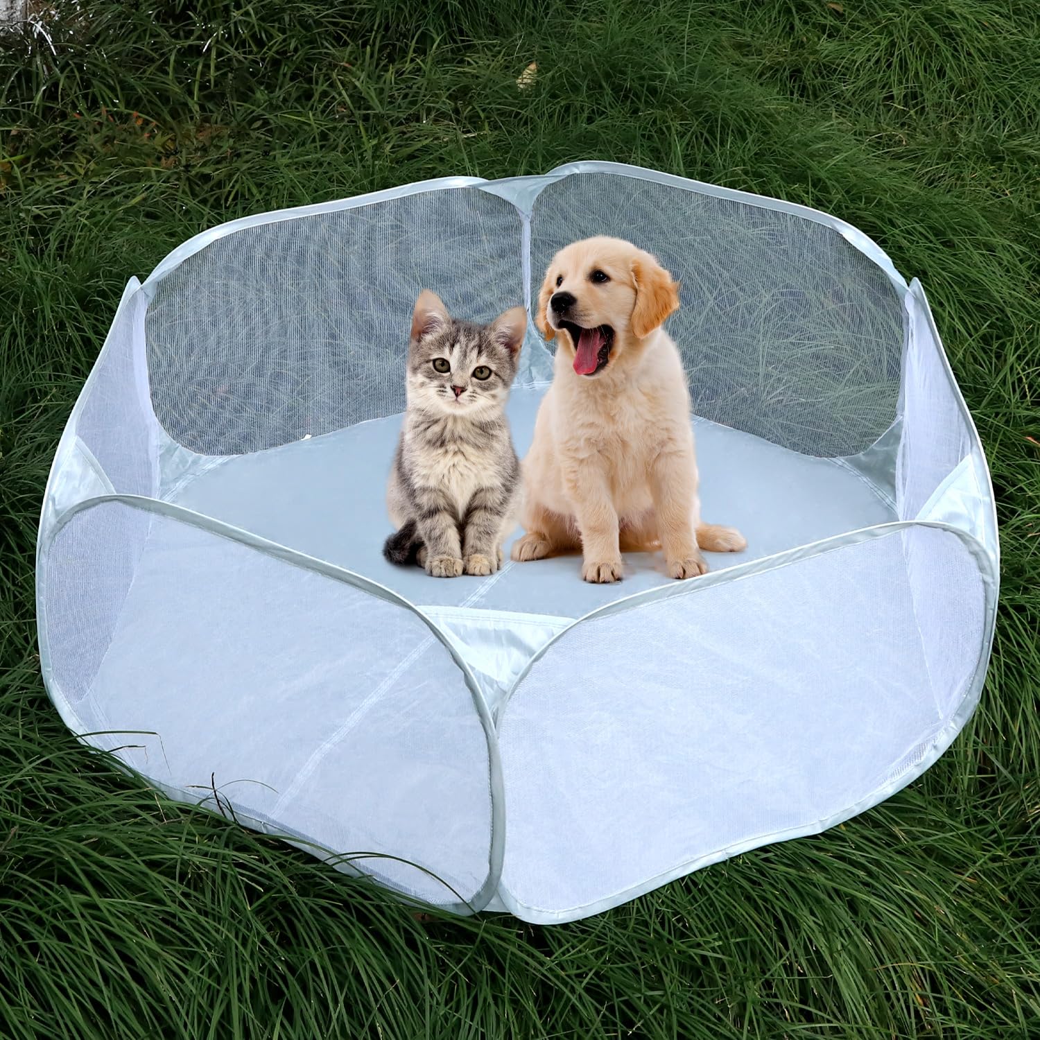 QWORK® Small Pet Playpen, Portable Animal Playpen, Pop up Play Pen, for Guinea Pigs Rabbits, Hamsters, Cats, Dogs - Image 2