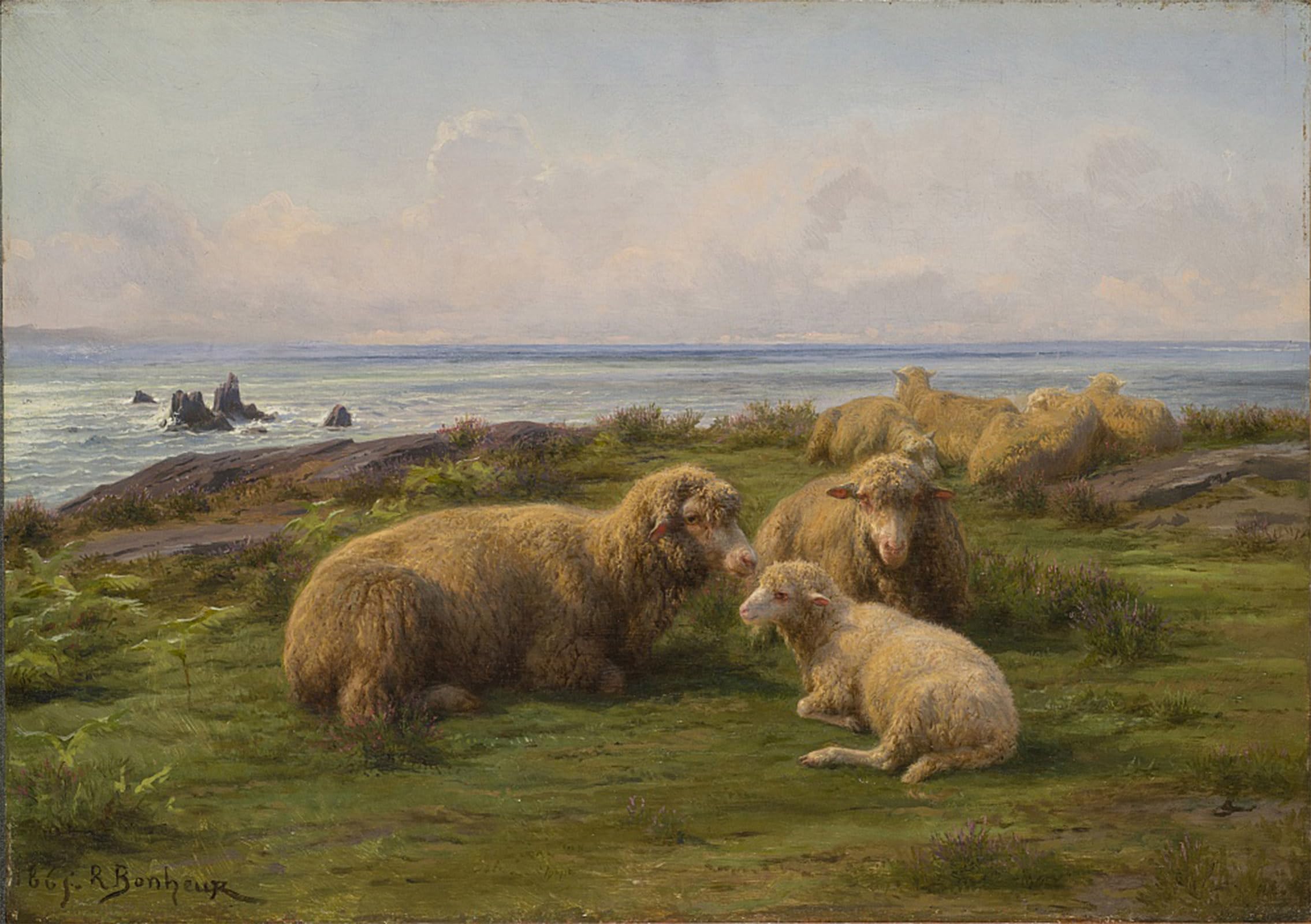 ARTXLXXBN Famous Print Painting Colorful Art Print Sheep by Rosa Bonheur Canvas Art Decorations for Home Decor 60x90cm
