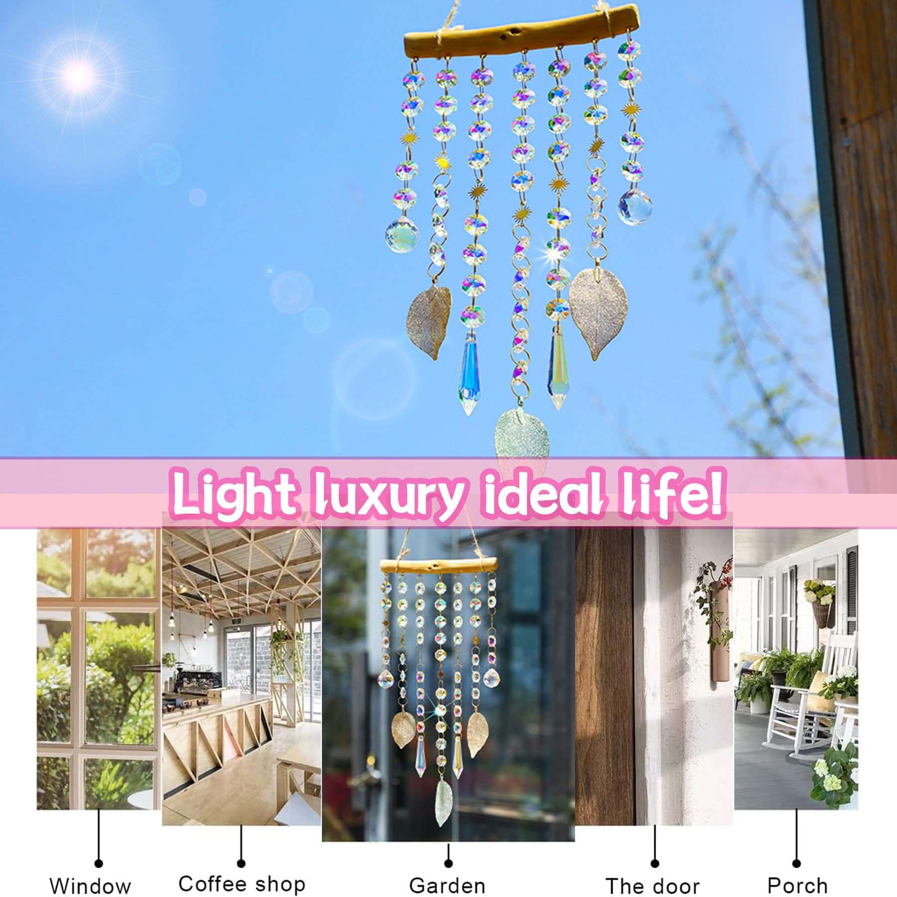 YeahBoom Acchiappasole Cristallo,Crystal Suncatcher,Appendere Vetro Acchiappa Sole,Pendenti Prismi Cristallo,Appeso Arcobaleno Prisma Finestra,Pendenti Suncatcher Decorazione per Casa Giardino Nozze