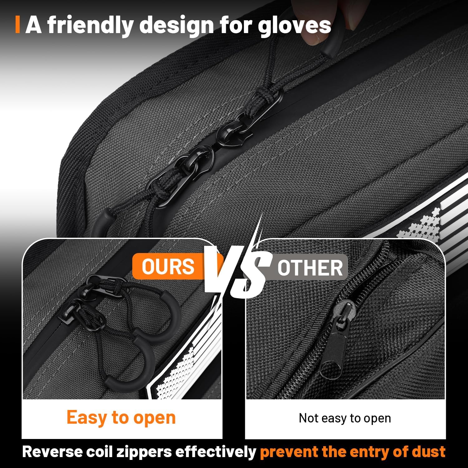 Oumurs Motorcycle Handlebar Bags,600D Nylon Water-resistant Universal Bar bag American Flag Sissy Bar Bag Front Fork Storage Accessory Bag, For Softail Dyna Sportsters Dirt Bike Scooter E-bike Bicycle