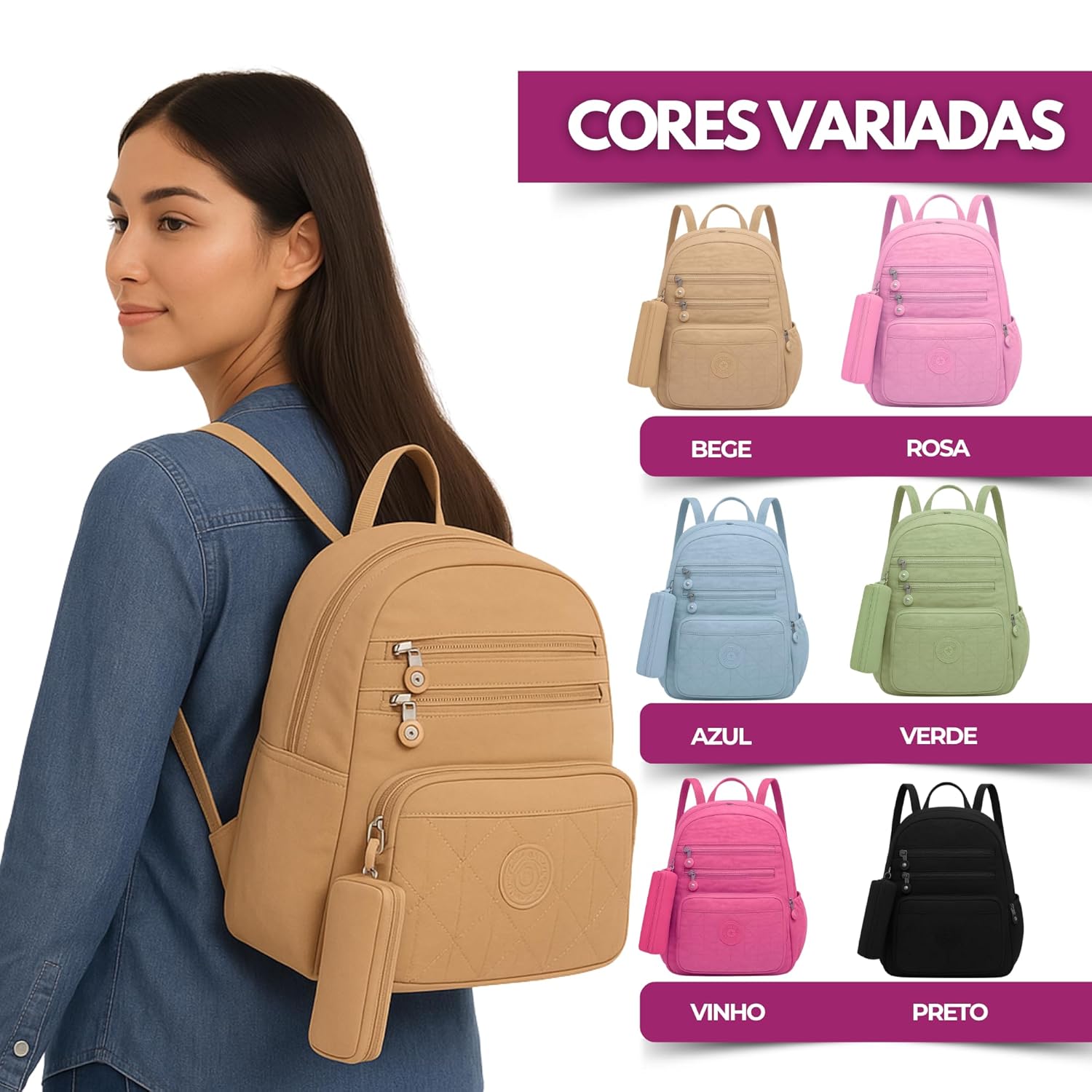 Mochila Feminina + Estojo J’PRIB – Resistente, Funcional e Versátil para Trabalho e Estudos em promoção! Veja a oferta e mais achadinhos de Bolsas 4 Hoje é o melhor dia para comprar Mochila Feminina + Estojo J’PRIB – Resistente, Funcional e Versátil para Trabalho e Estudos com aquele preço maroto! Promoção! Aproveite a oferta! 4