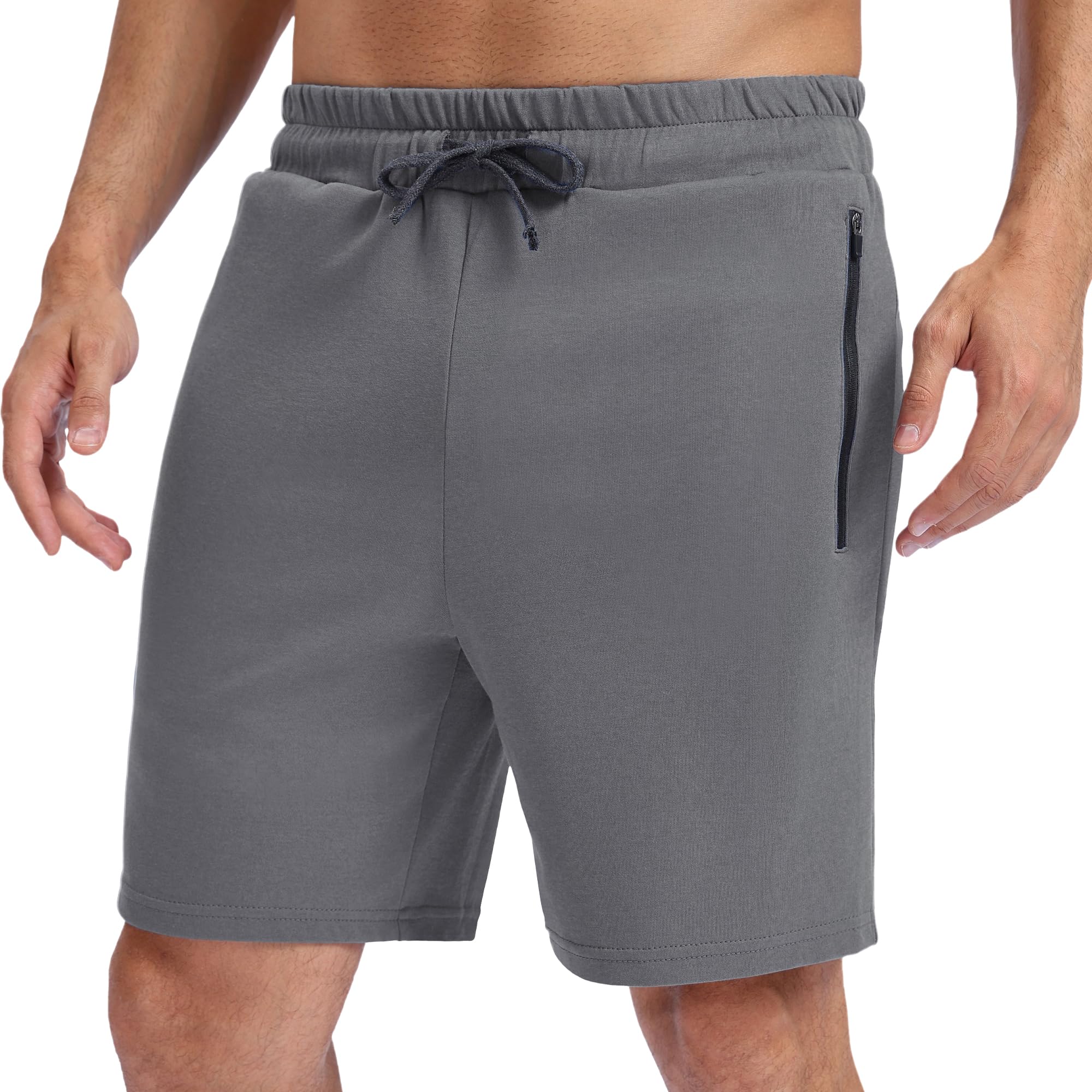 BIG ELEPHANT Herren Baumwoll-Shorts mit Kordelzug – Atmungsaktive Sportshorts für Training, Jogging, Freizeit, mit Taschen und lockerer Passform