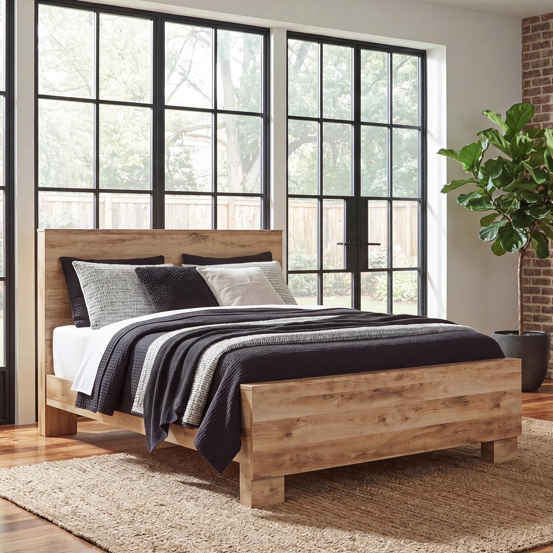Signature Design by Ashley Queen Bed Frame with Headboard, Rustic, Hyanna