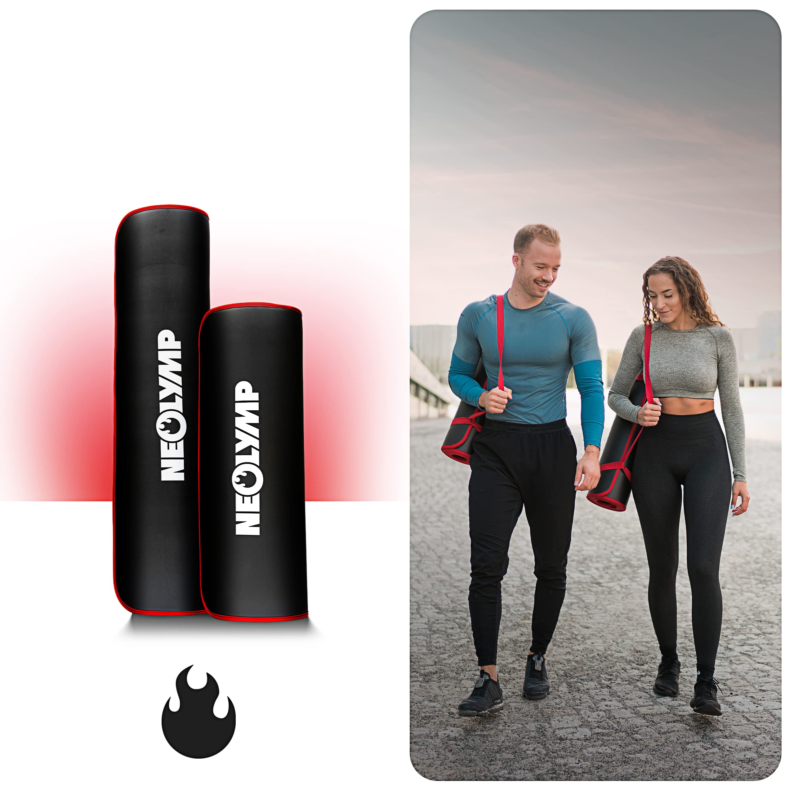 NEOLYMP Tapis de Fitness Extra épais et antidérapant avec E-Book Fitness et Sangle de Transport - Tapis de Pilates, Tapis de Yoga, Tapis de Sport, Tapis de Gymnastique