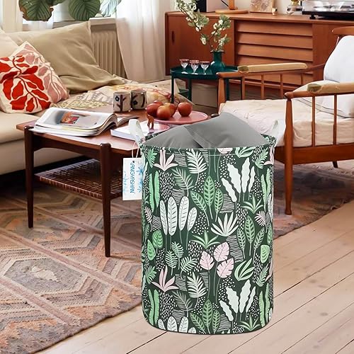 Miniatura 134 de LANGYASHAN Contenedor de almacenamiento, cesta organizadora plegable de tela de lona para ropa sucia, contenedores de juguetes, cestas de regalo