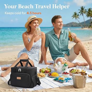 Lifewit Large Lunch Bag, Insulated Lunch Box, Soft Cooler Cooling Tote for Adult Men Women, Black 32-Can (20L)