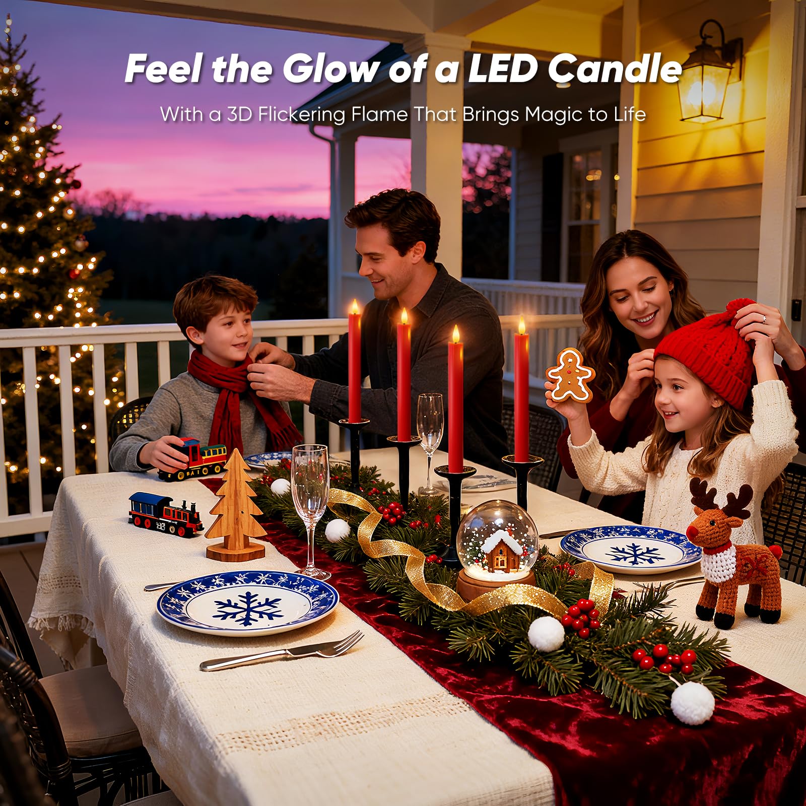 Homemory 12 velas cónicas sin llama cerosas con control remoto, velas LED sin llama, velas altas clásicas, parpadeantes que funcionan con pilas, velas cónicas para dormitorio, comedor, rojo, 9.6