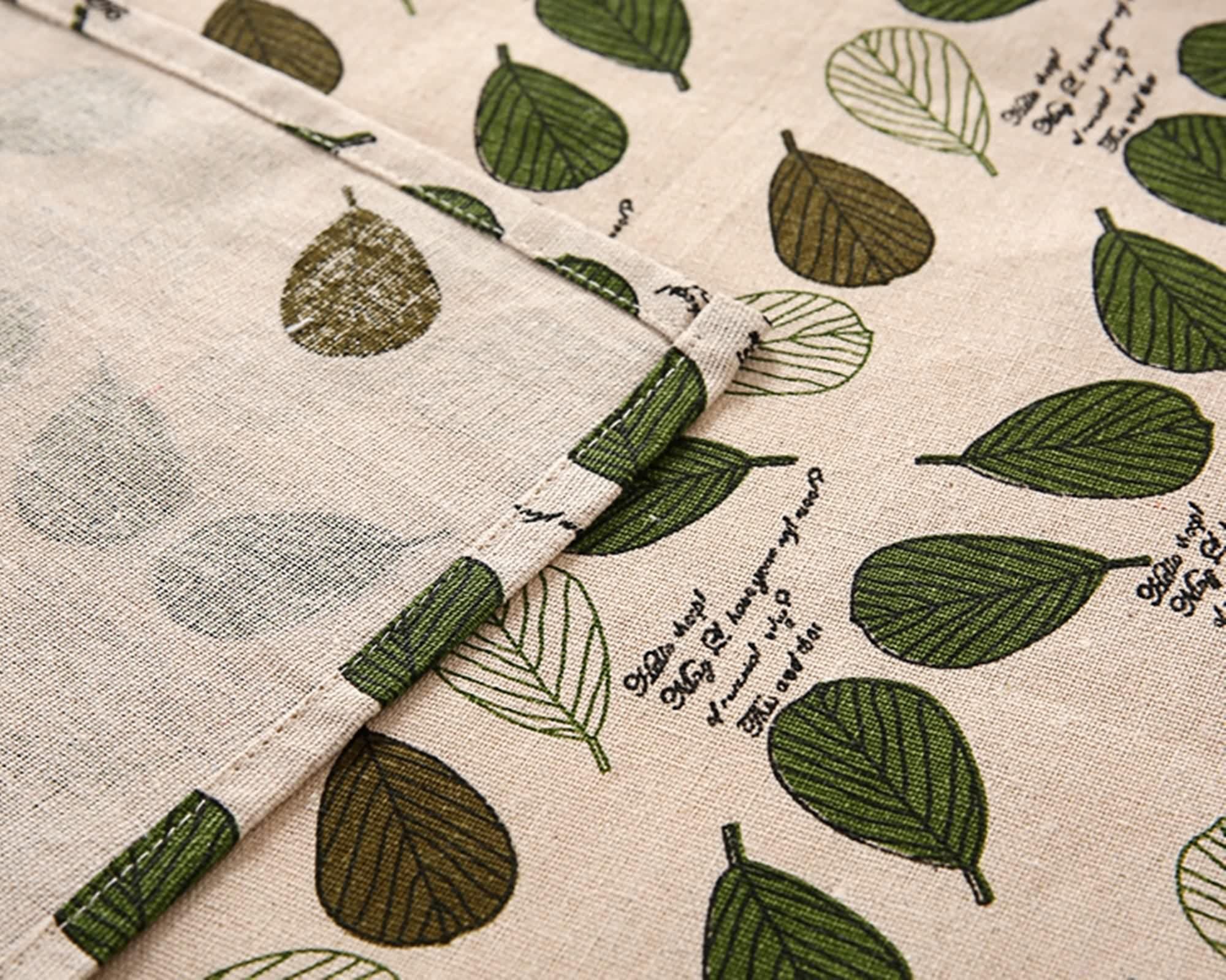 Tovaglia Rettangolare Cotone, Copritavolo 120X160 Verde Lascia Stampato Decorativa per Soggiorno Cucina