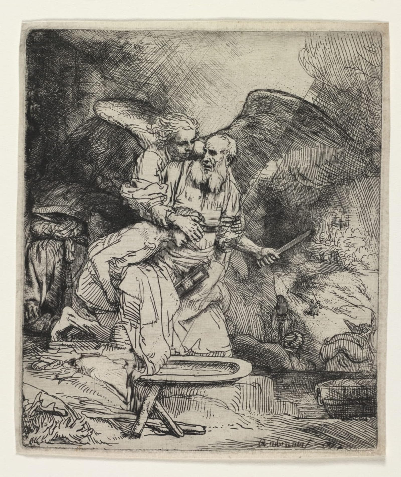SERENDIPITP Abstract Painting Mural Print Picture Wall Decor Painting Abraham's sacrifice by Rembrandt van Rijn Vintage Wall Artwork for Home Decor 60x90cm