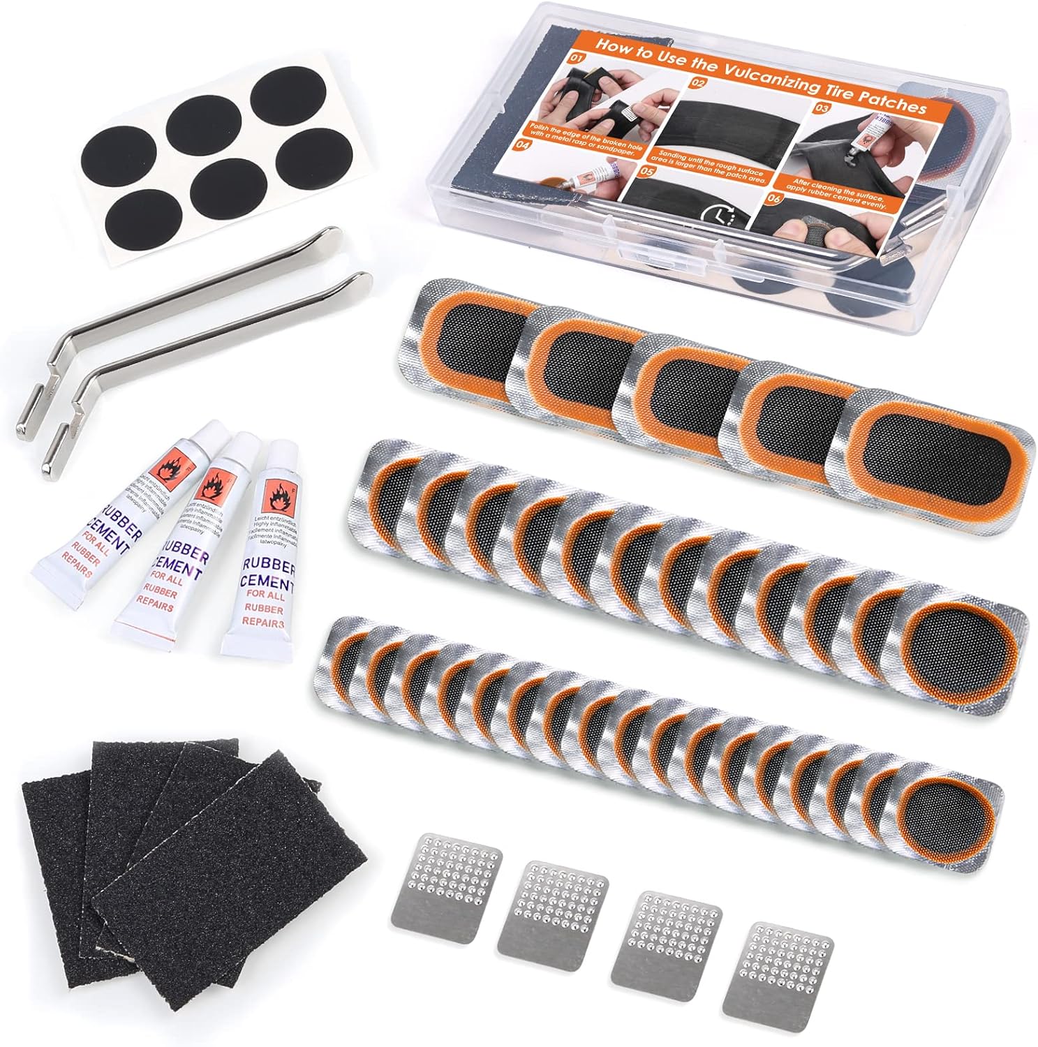 ROADPLUM 50Pcs Bicycle Inner Tire Repair Kit, Bike Tube