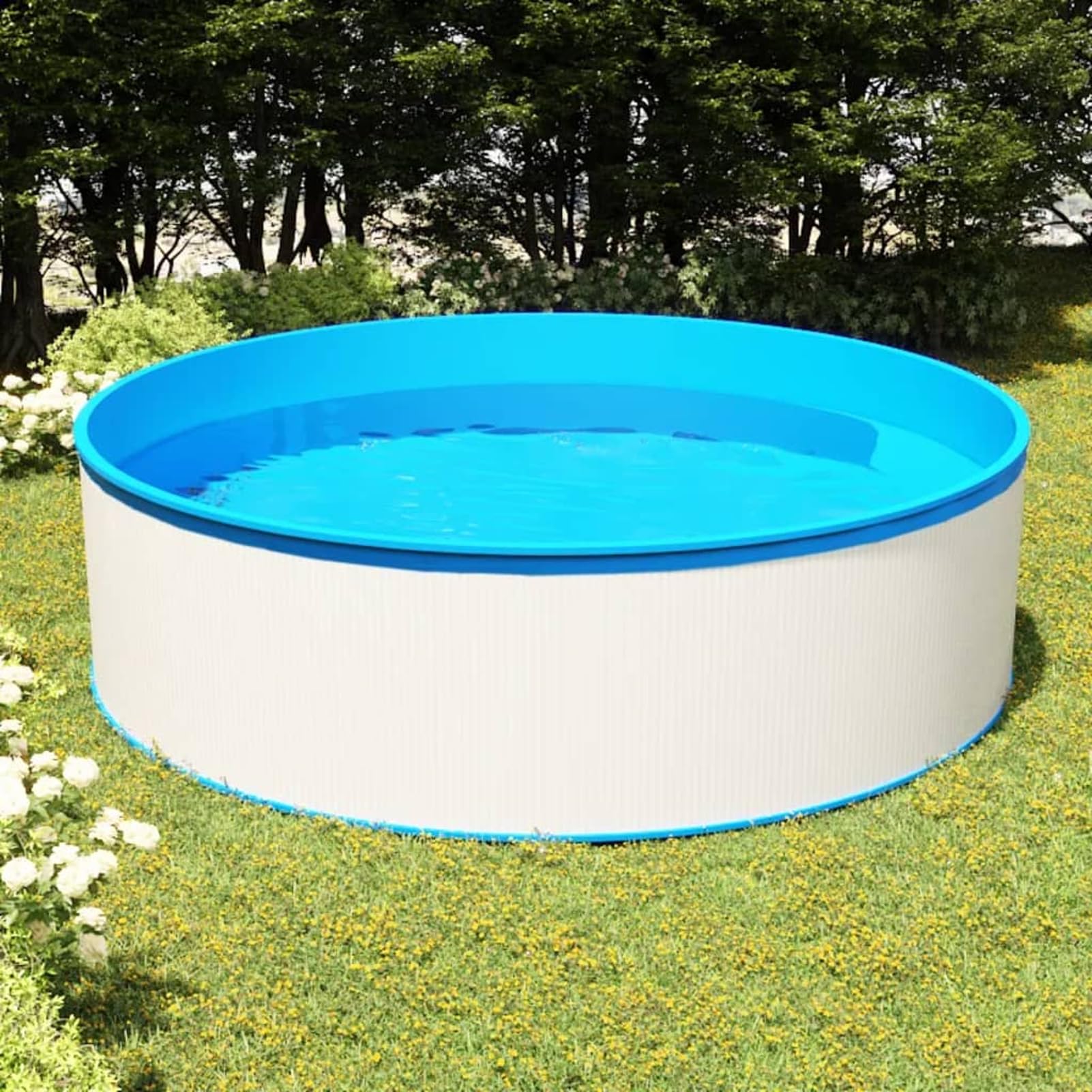 Homgoday Piscina Fuori Terra 350x90 cm Bianca, Mobili per Casa Interno Esterno Soggiorno Camera da Letto