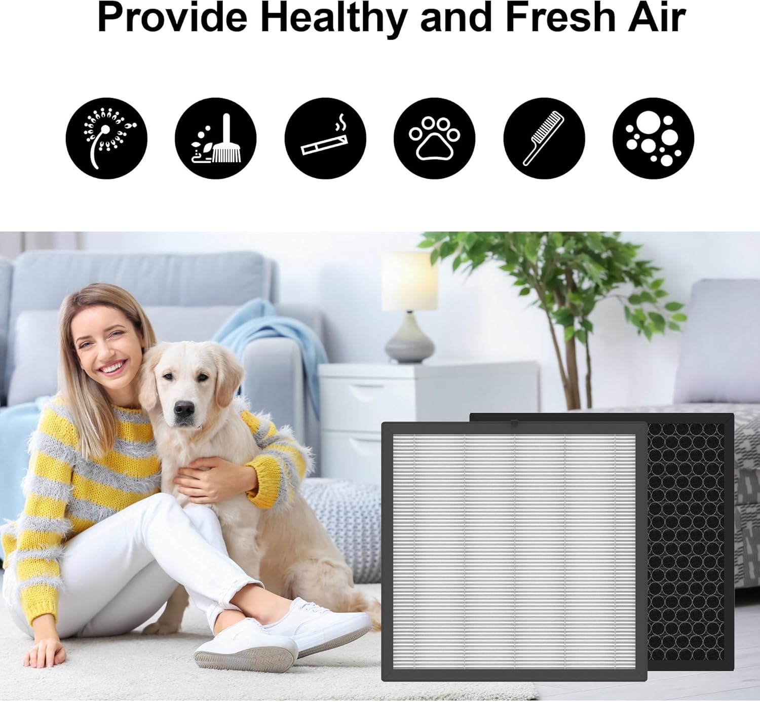 4 Packs Replacement Filter Compatible with AMEIFU G3 (Sferf-30) & VEWIOR A3 Air Clean-er Purifier with 3 Stages Premium Filters, Activated Carbon Filters and Pre-Filter - Image 4