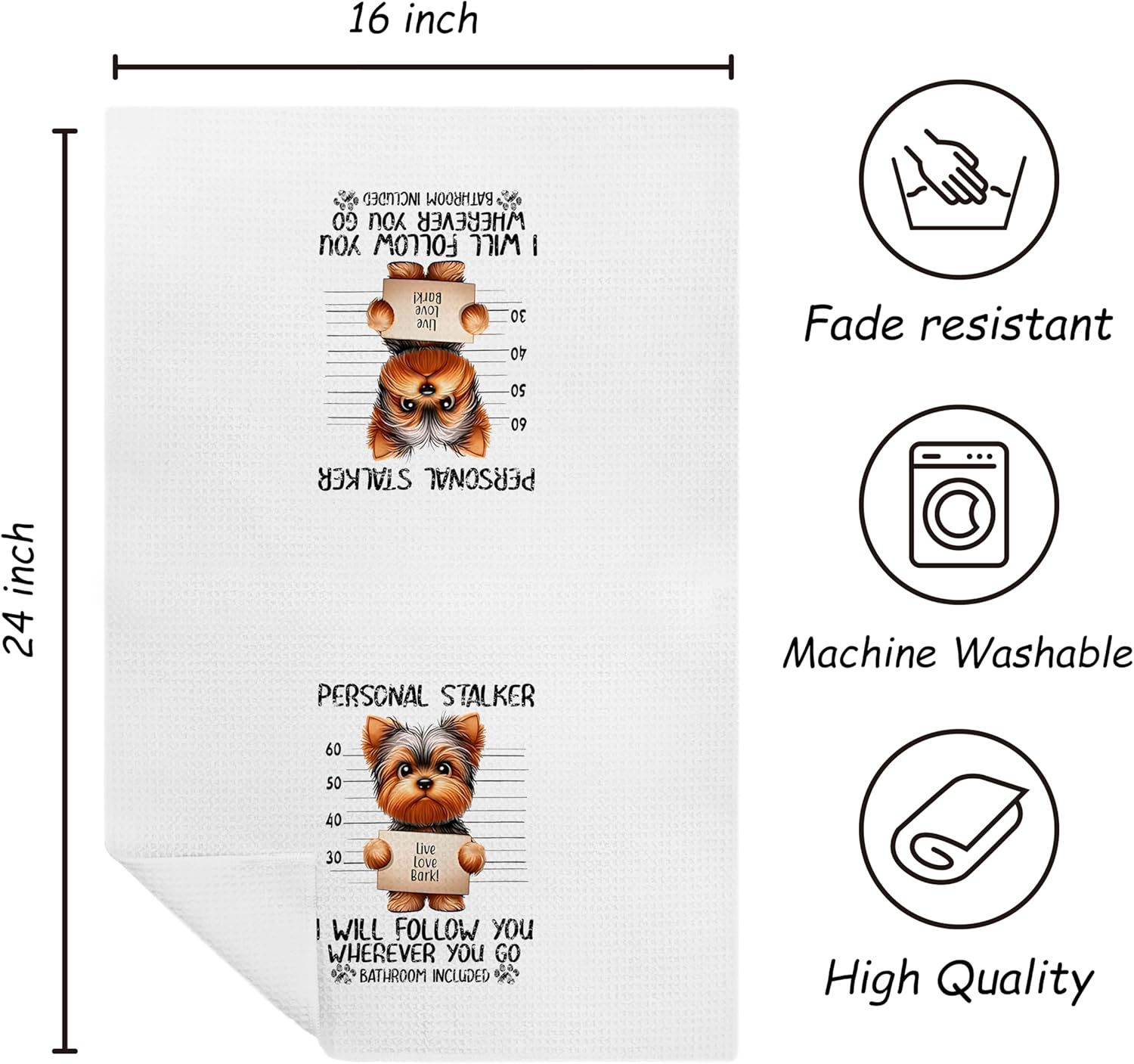 Funny Yorkie Hand Towels for Bathroom, Yorkie Gifts, Yorkie Gifts for Women, Yorkie Mom Gifts, Yorkshire Terrier Gifts Bathroom Hand Towels, Yorkie Dog Kitchen Towels Dish Towels, 16x24 Inch - Image 7