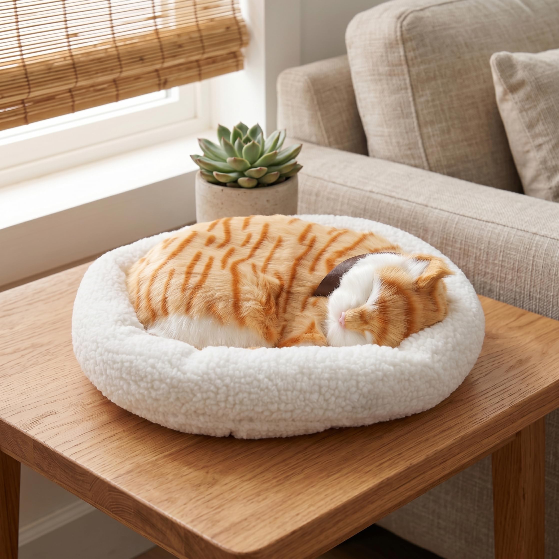 Gatto Realistico Animale di Peluche con Gatto Realistico Che Respira e Peluche dal Suono Morbido per la Decorazione della casa e dell'auto (12 6x10 6 Pollici)