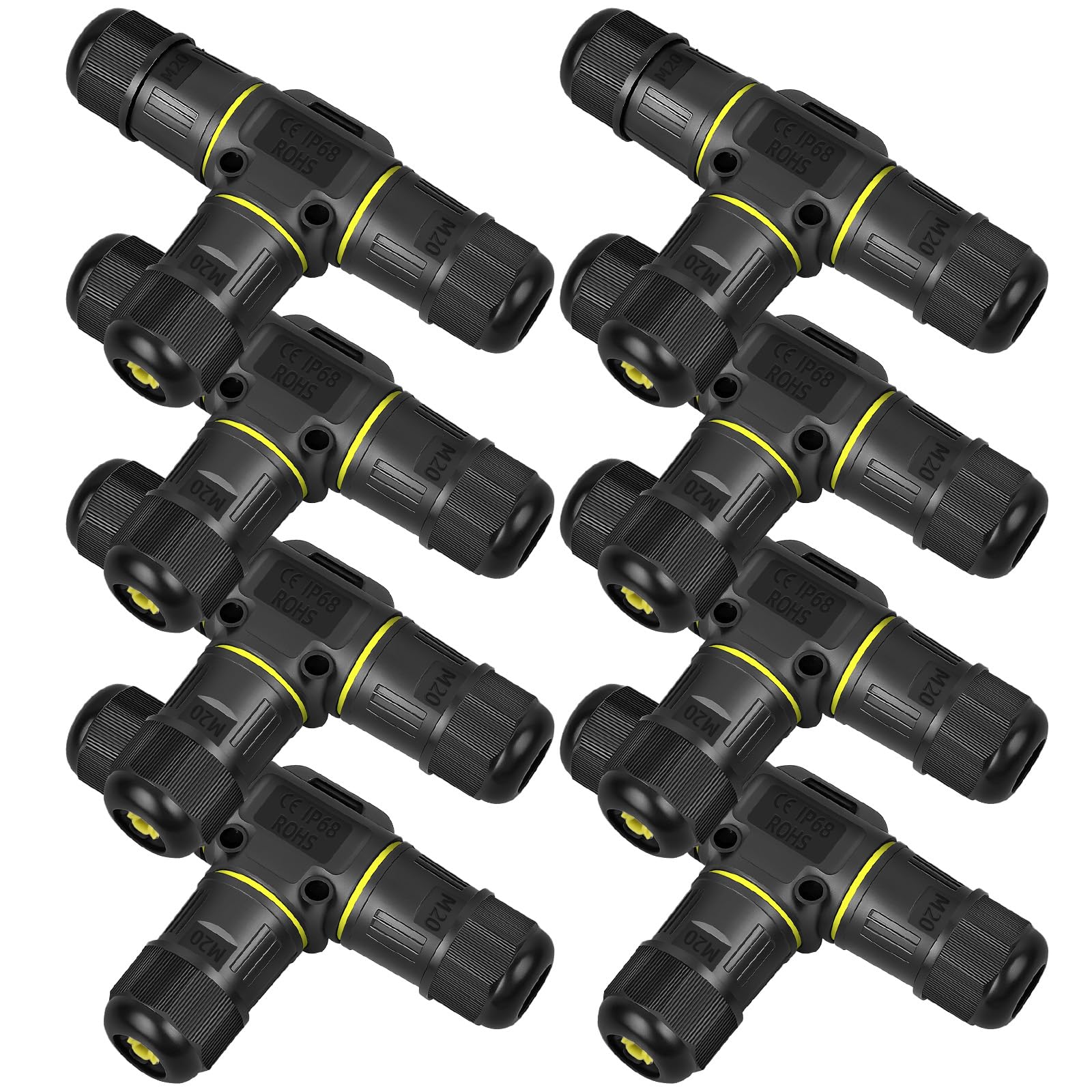 8 Stück Kabelverbinder Wasserdicht 3 Polig, für Ø3-12 mm Kabeldurchmesser, Ip68 Kabelverbinder, Erdkabel Verbinder Wasserdicht, Schnelle Verbindung T-Form Verbindungsmuffe Erdkabel für Außenbereich