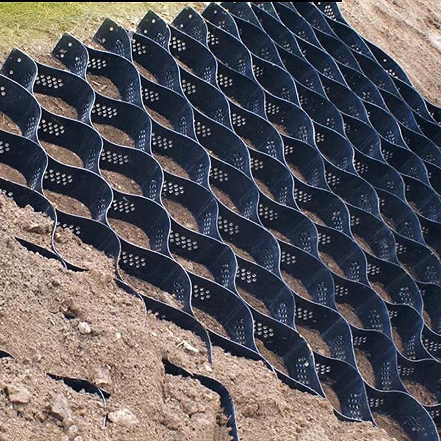 VUIKLCty Ground Grid Geocell Slope Stabilisation Grids, Soil Gravel Grid Confinement Systems For Riverbank/slurry Control(8m x 6m (26ft x19.5ft))